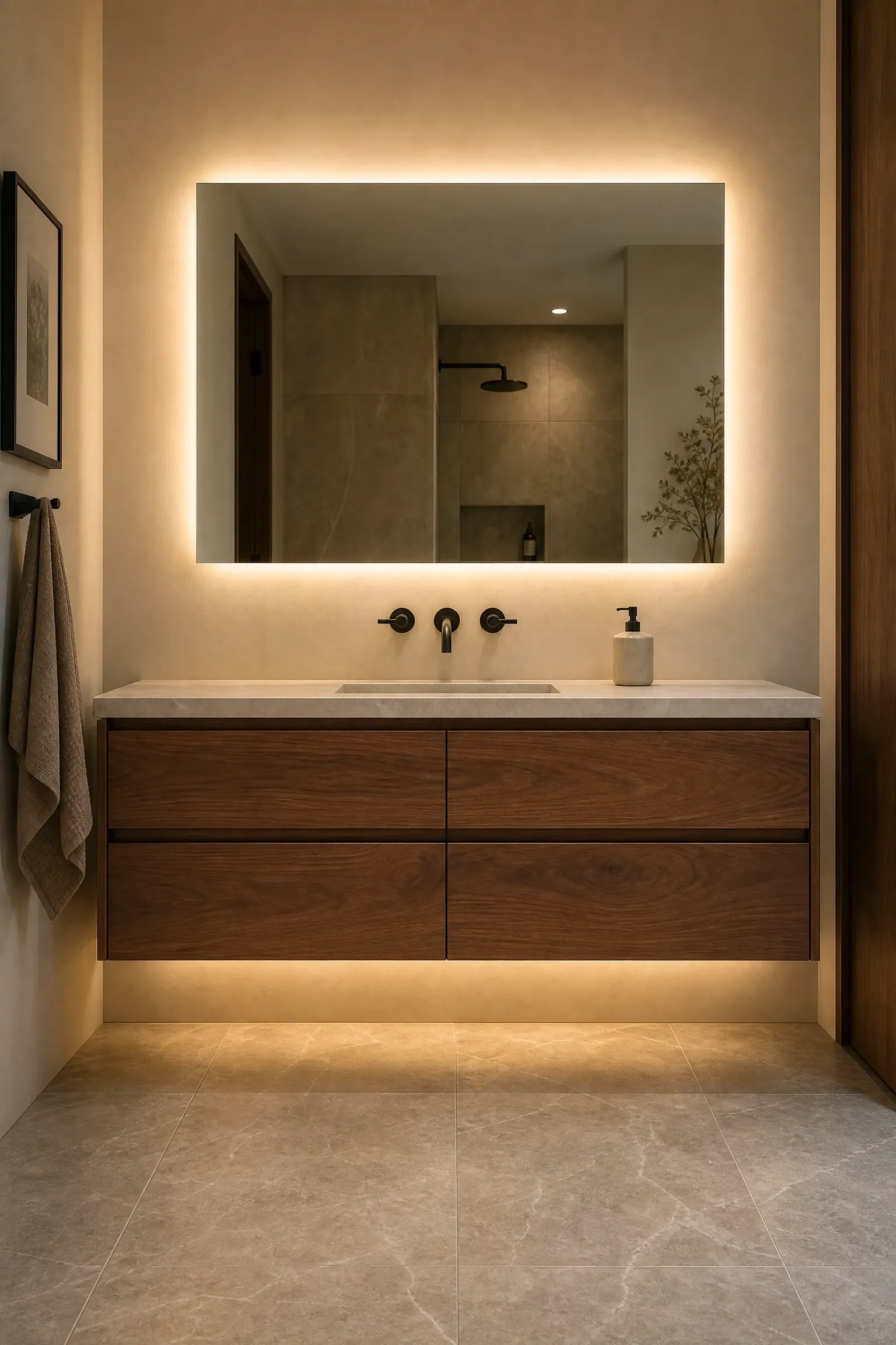 install a floating vanity in a bathroom