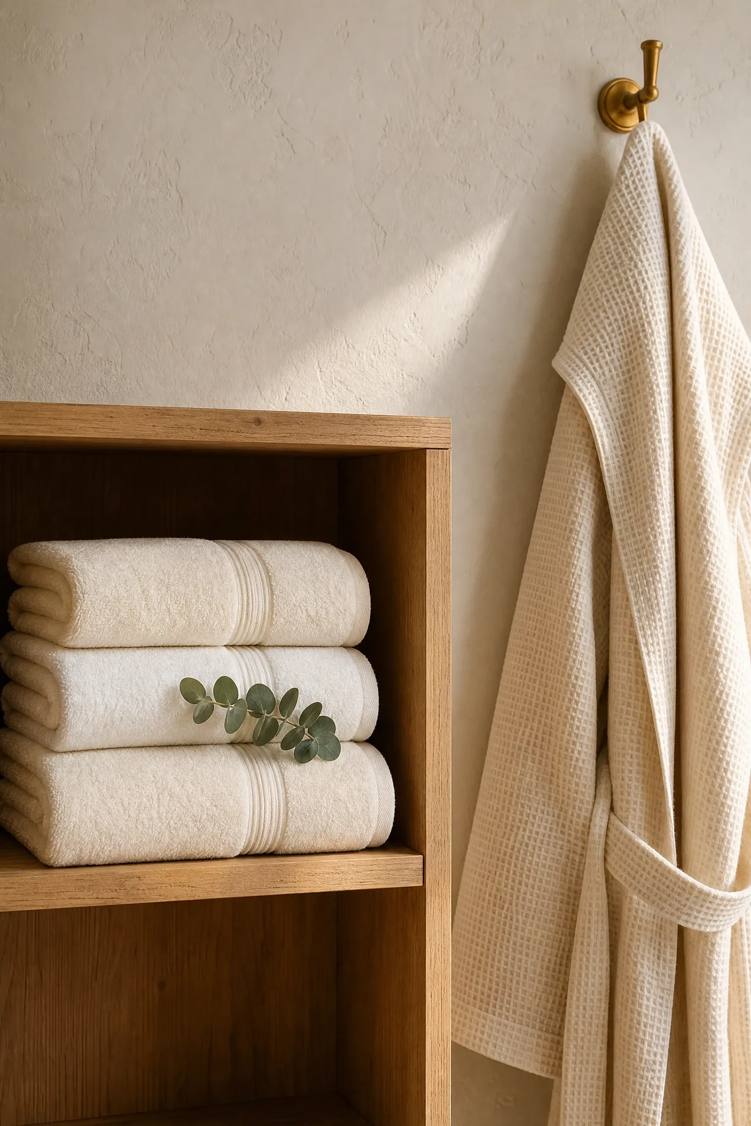 invest in high-quality towels and robes in a bathroom