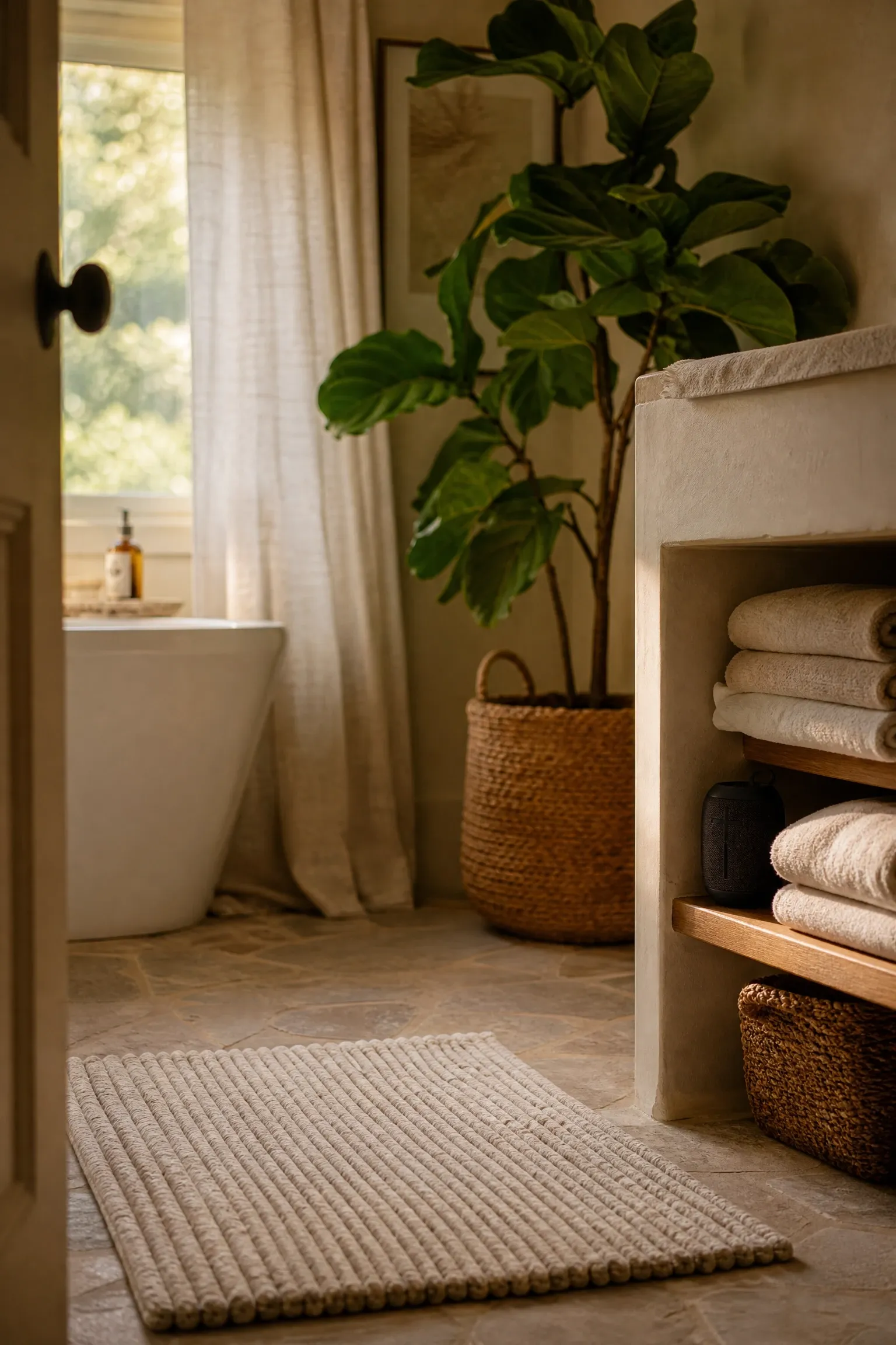 soundproof or add acoustic softness in a bathroom