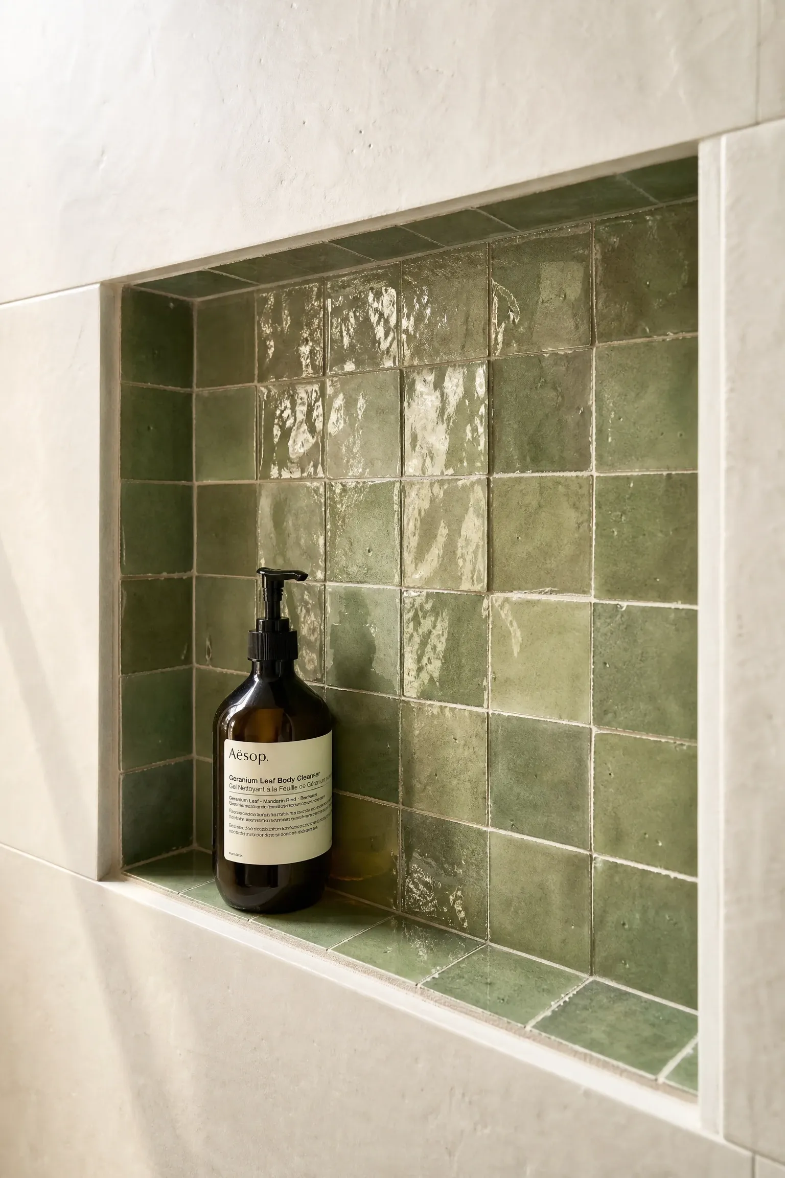 use zellige or handmade tiles as an accent in a bathroom