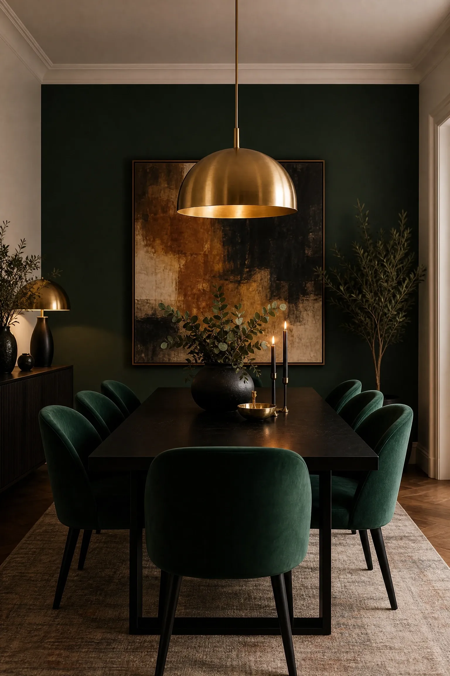 all-black with a bold colored accent wall
