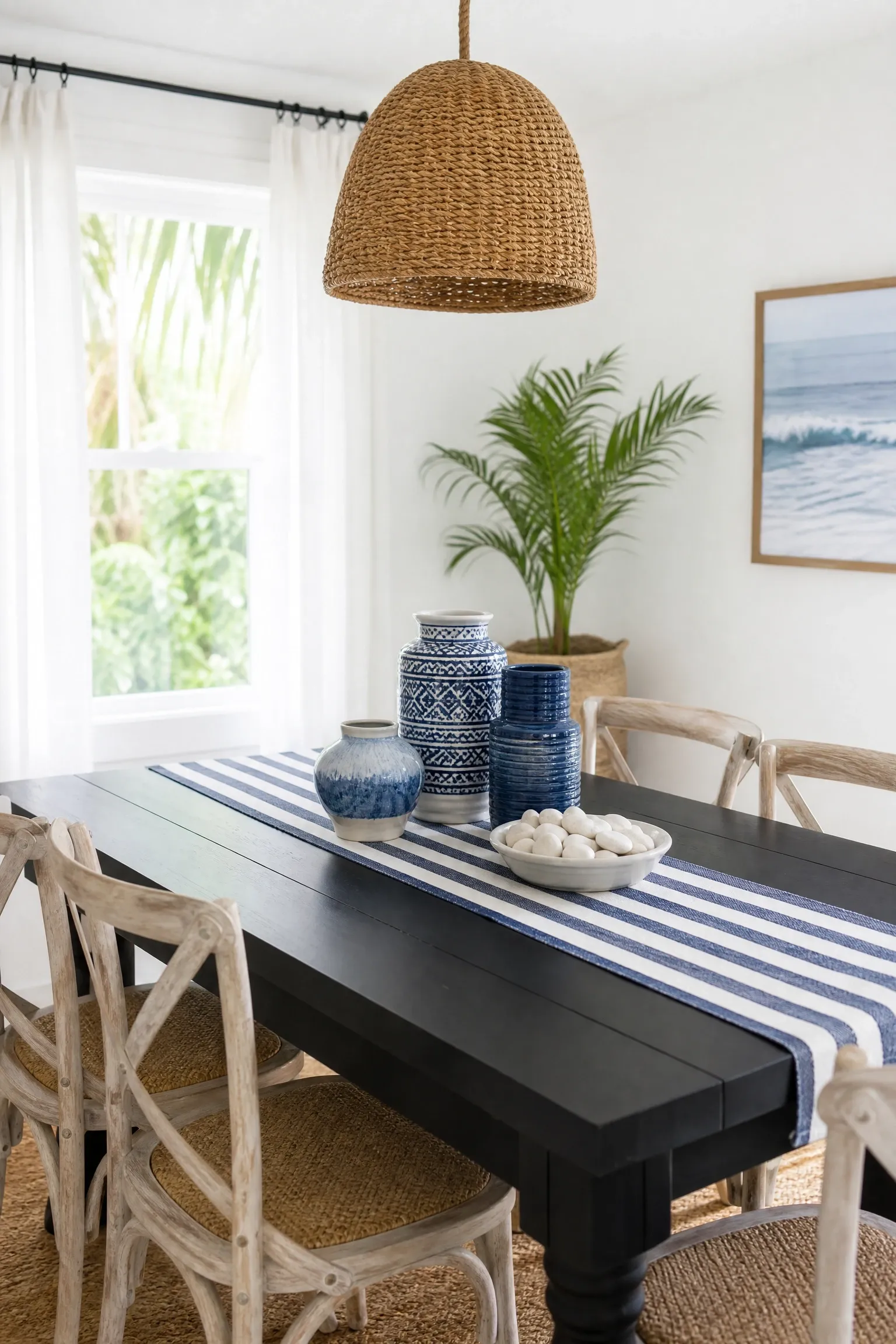 coastal or mediterranean feel with blue and white