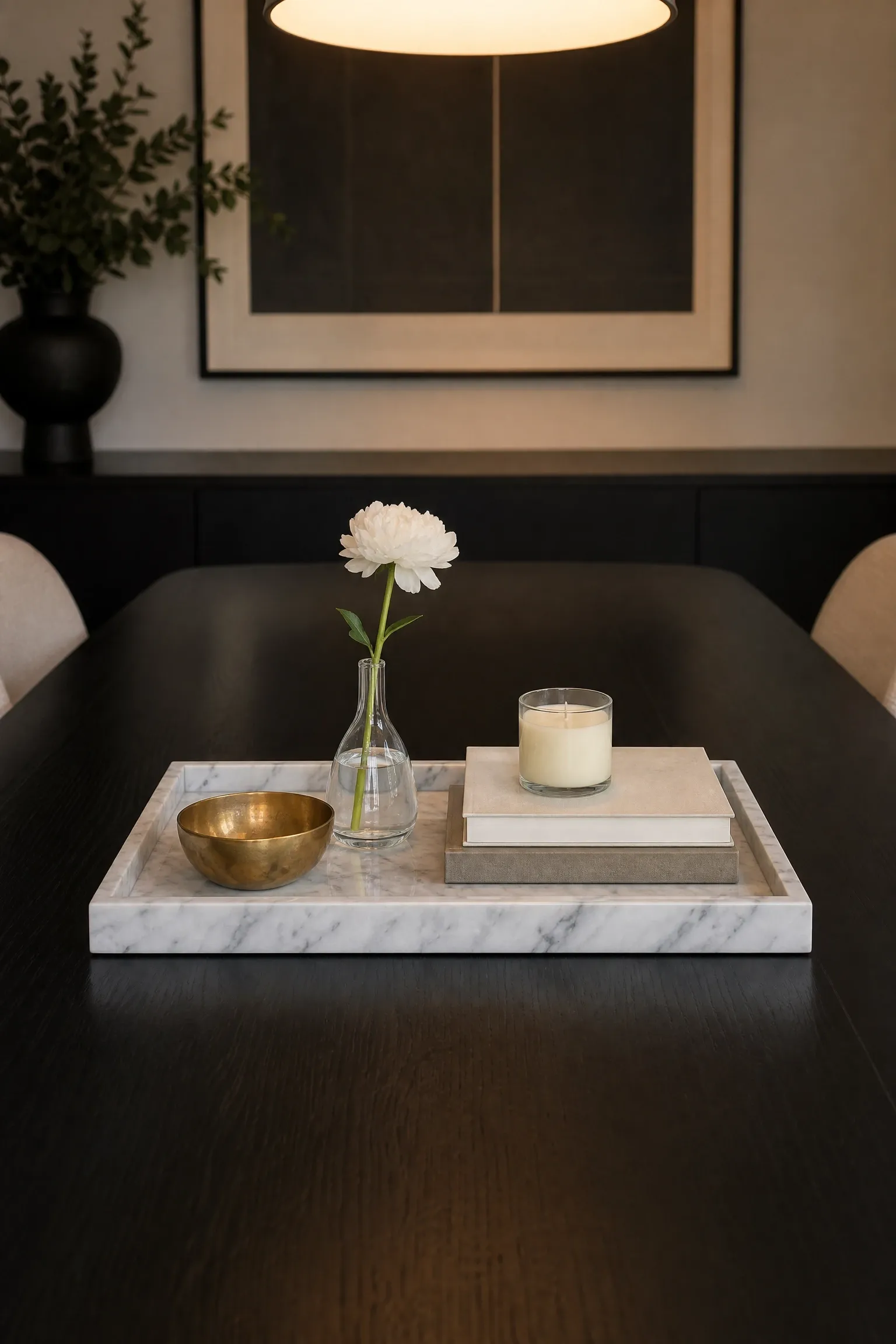 marble centerpiece tray for everyday elegance