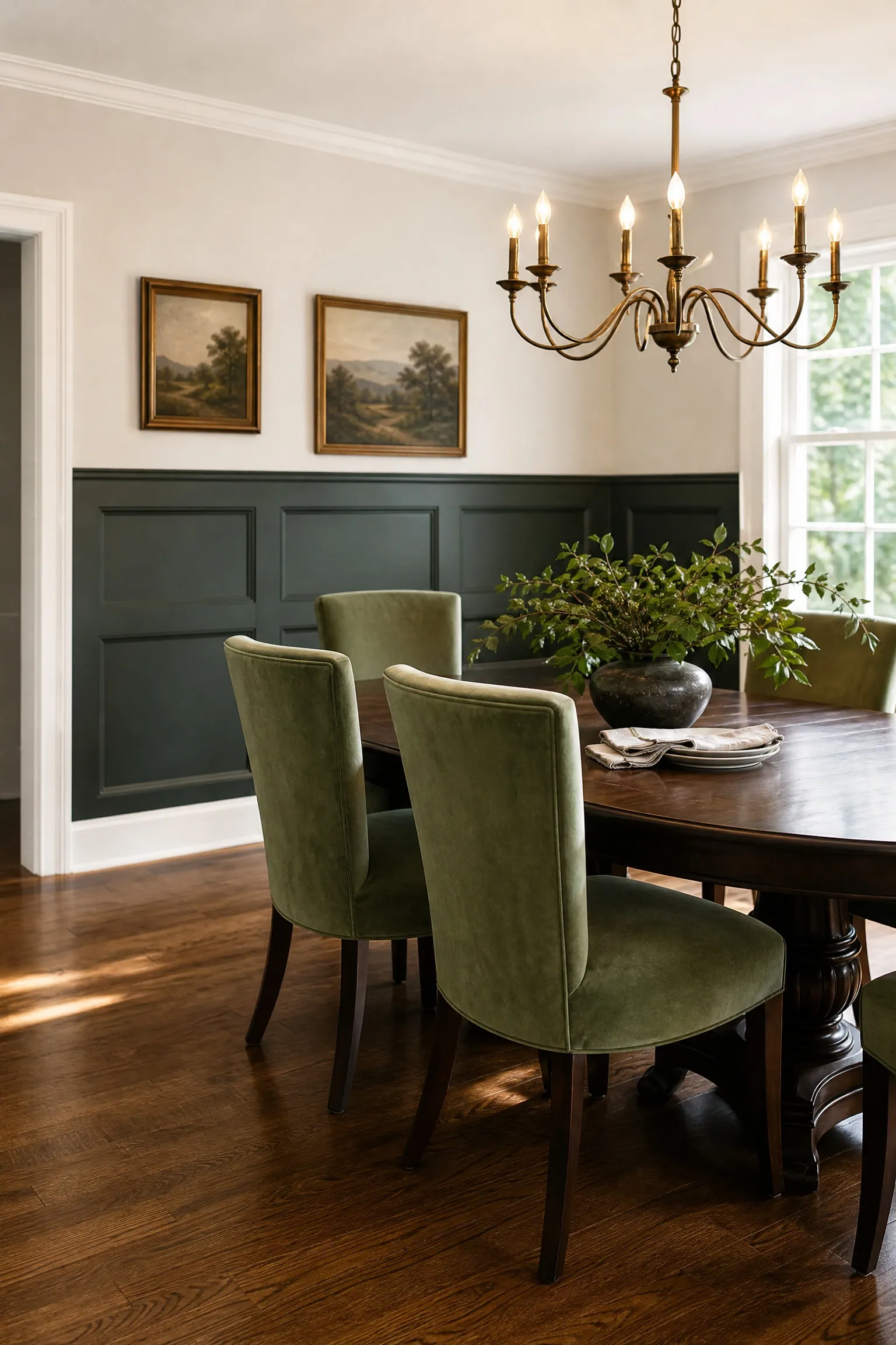 classic wainscoting in a dining room
