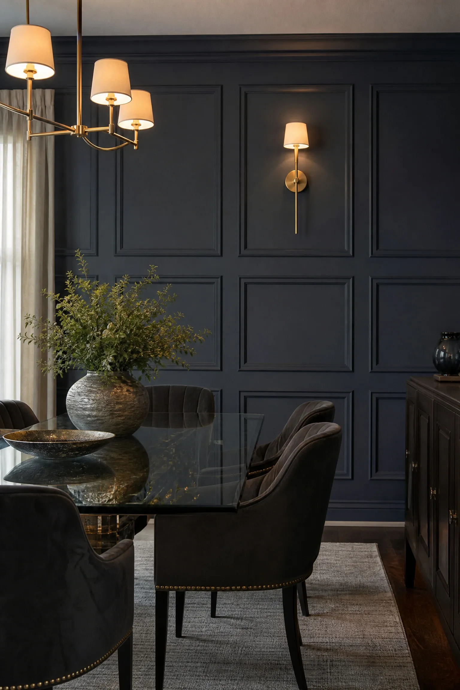 picture frame wall molding in a dining room