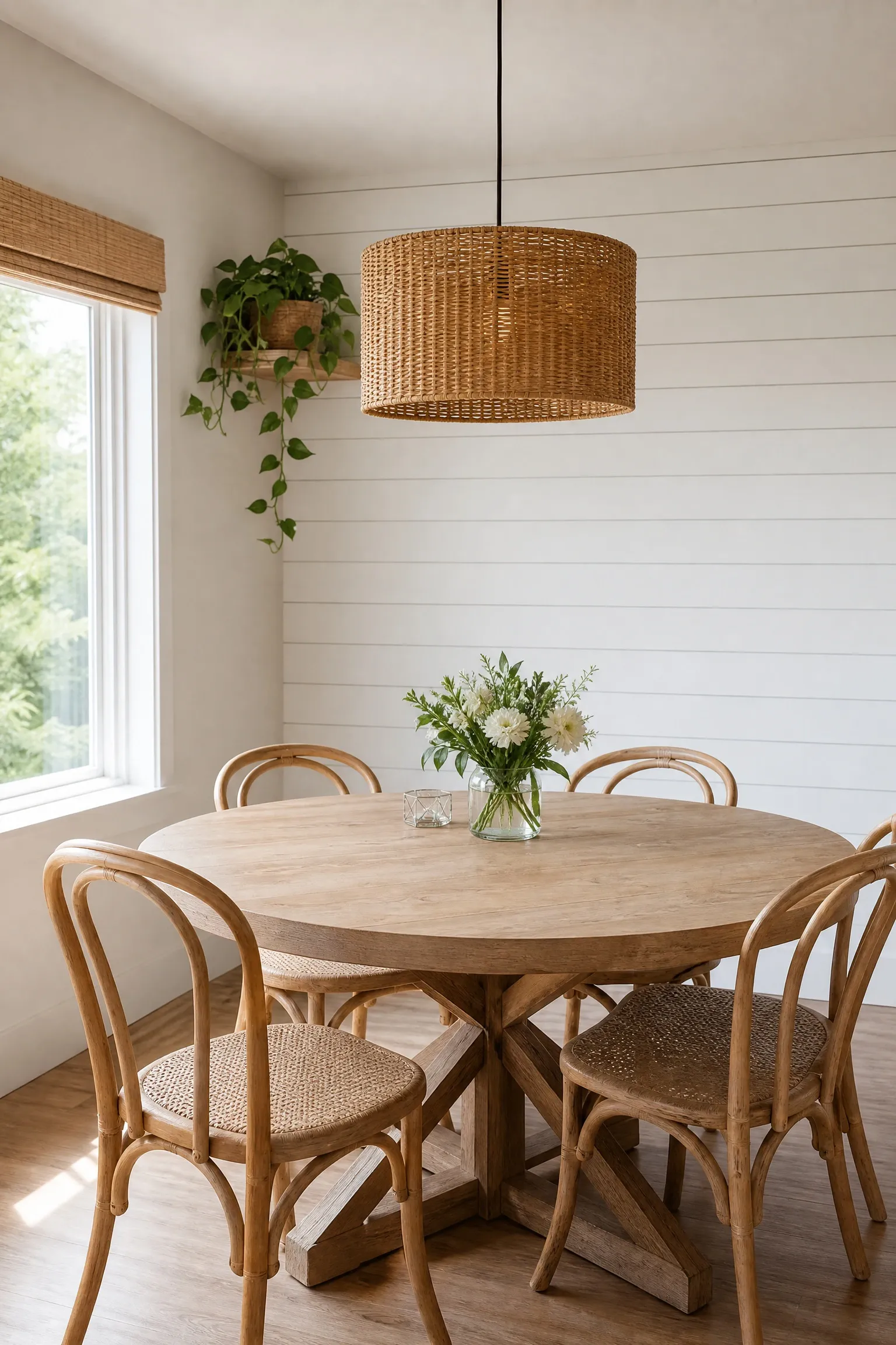 shiplap for relaxed character in a dining room