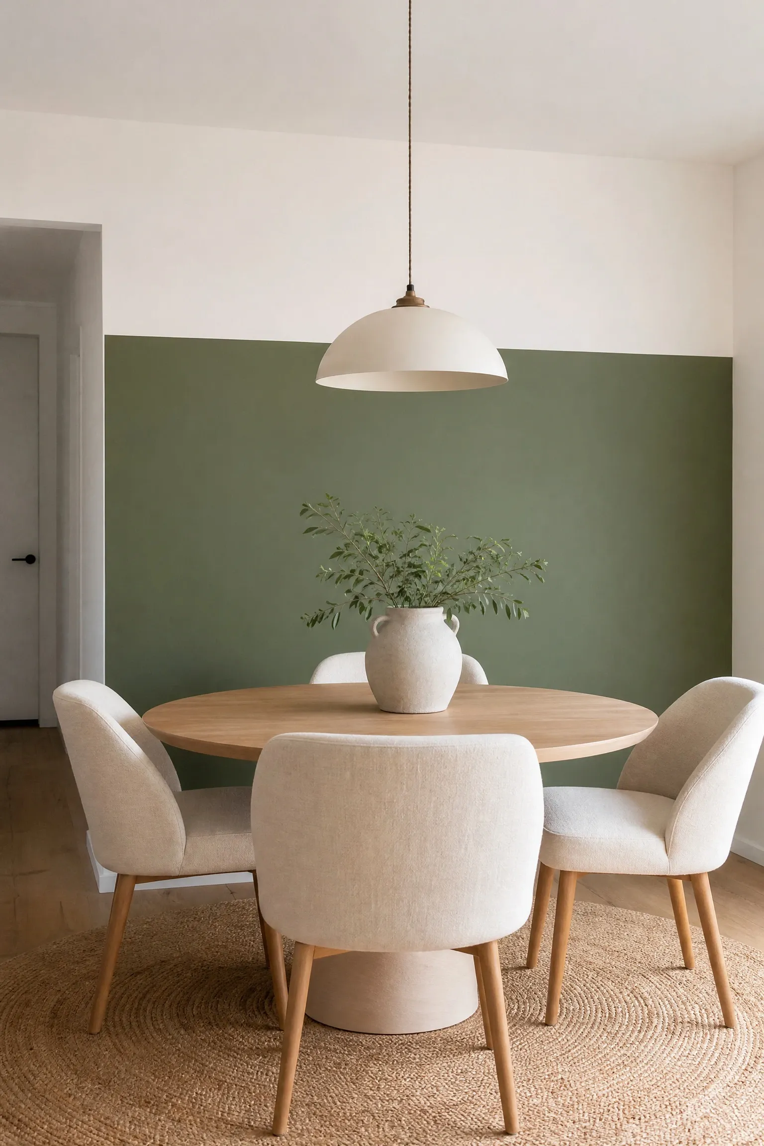 two-tone color blocking in a dining room