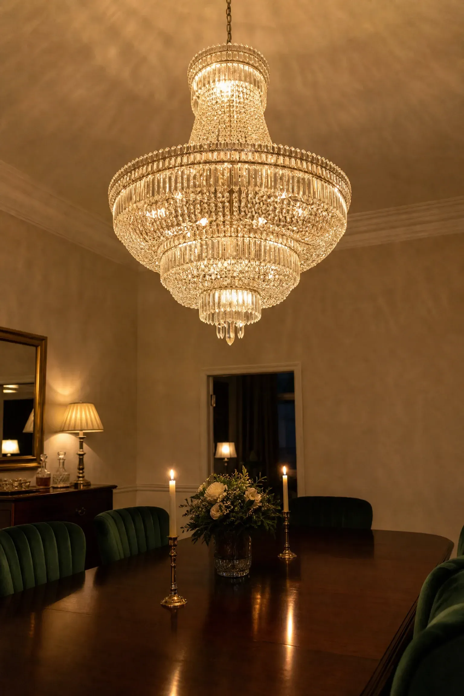 grand crystal for high-ceiling dining rooms