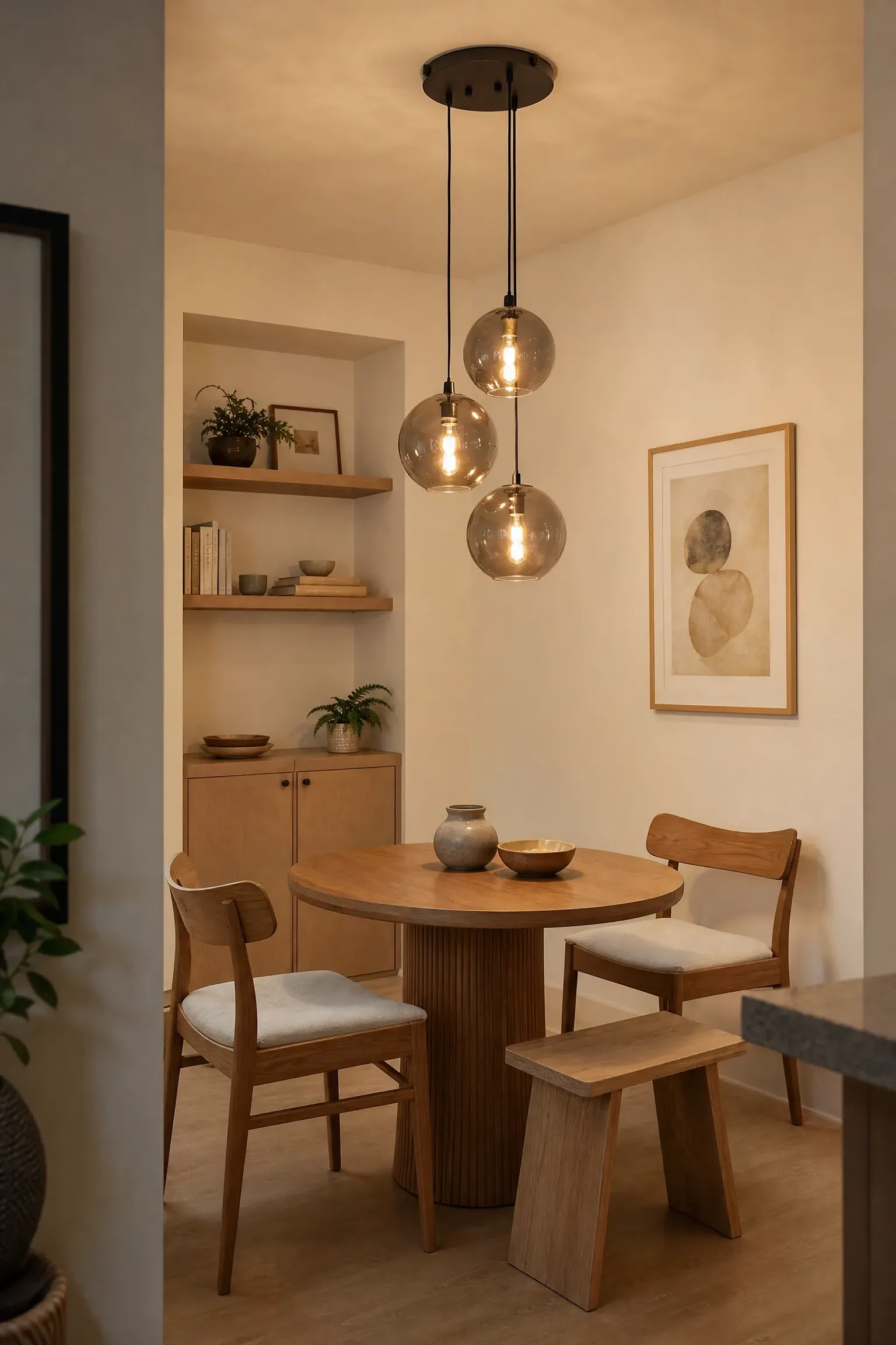 mini chandelier cluster for small dining spaces in a dining room