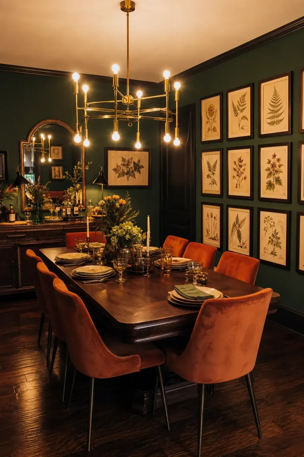 forest green in a dining room