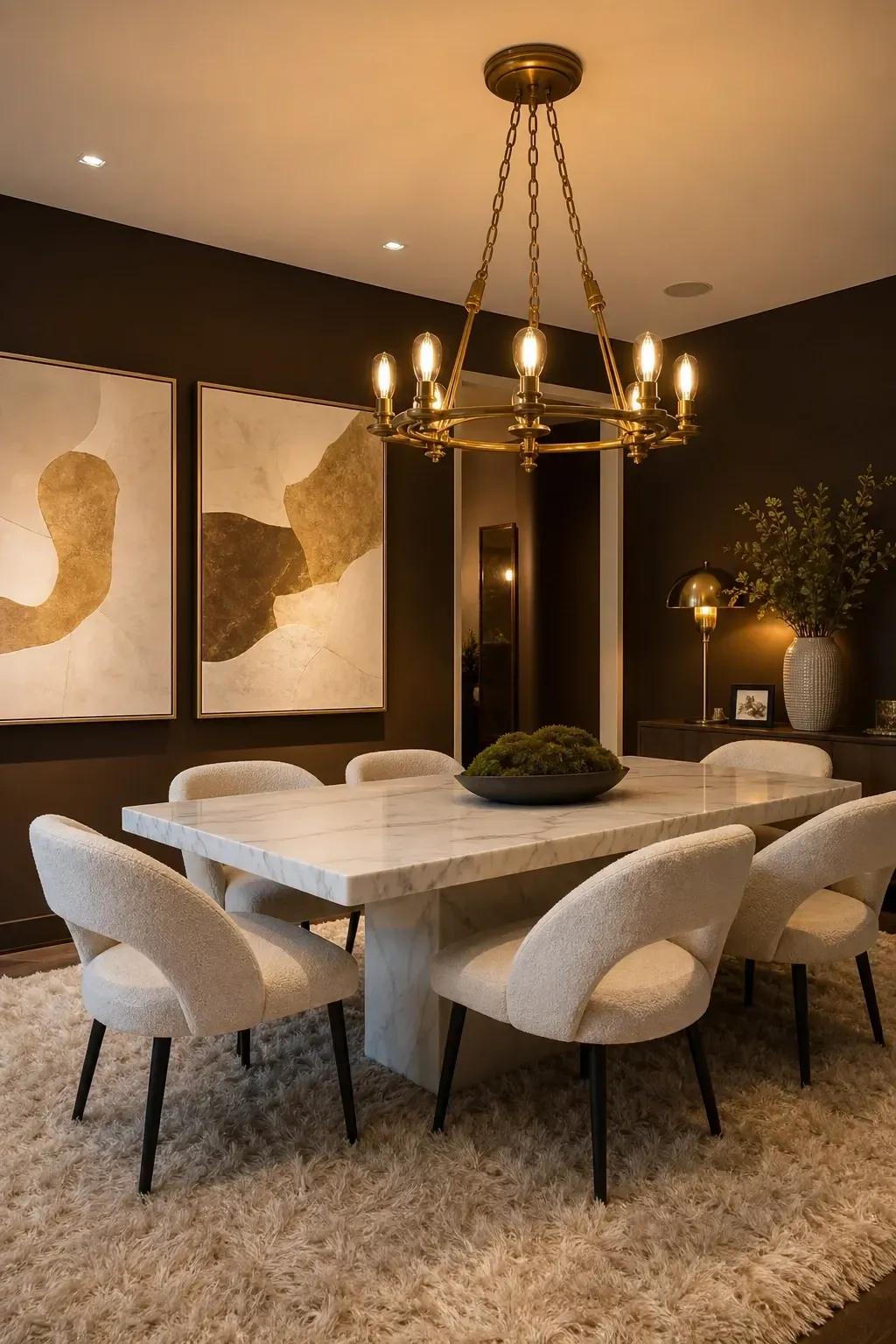 mocha and chocolate brown in a dining room