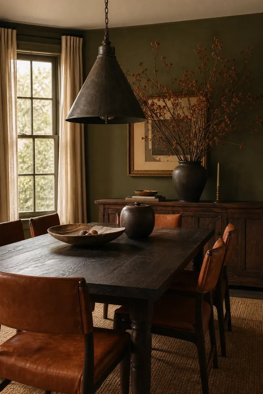 muted olive in a dining room