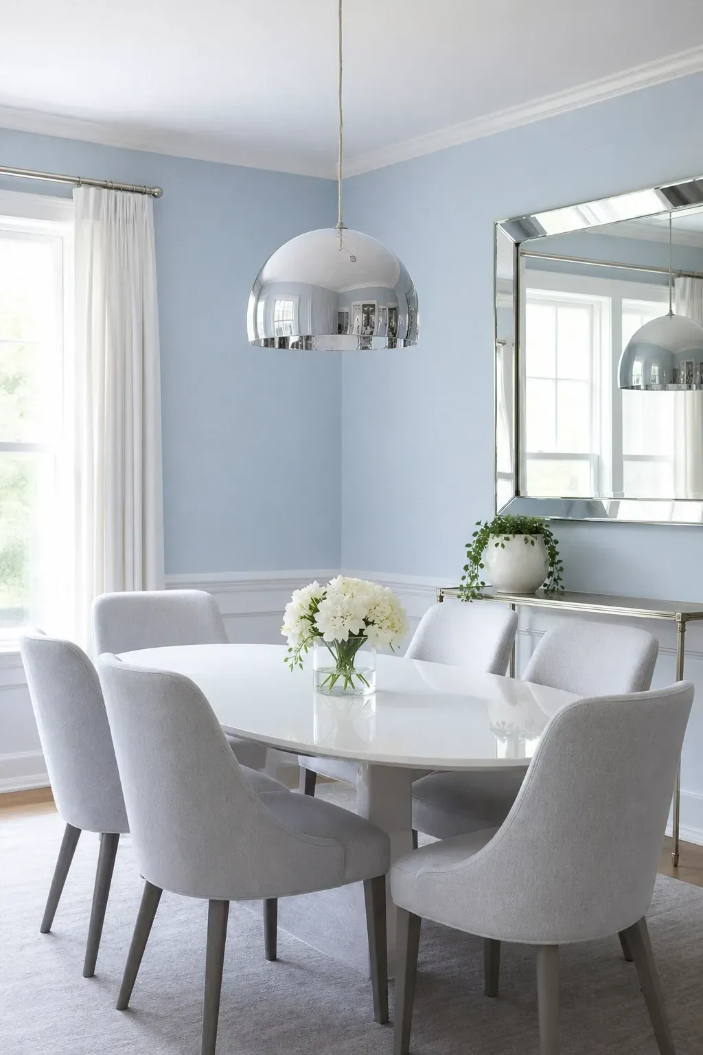 powder blue in a dining room