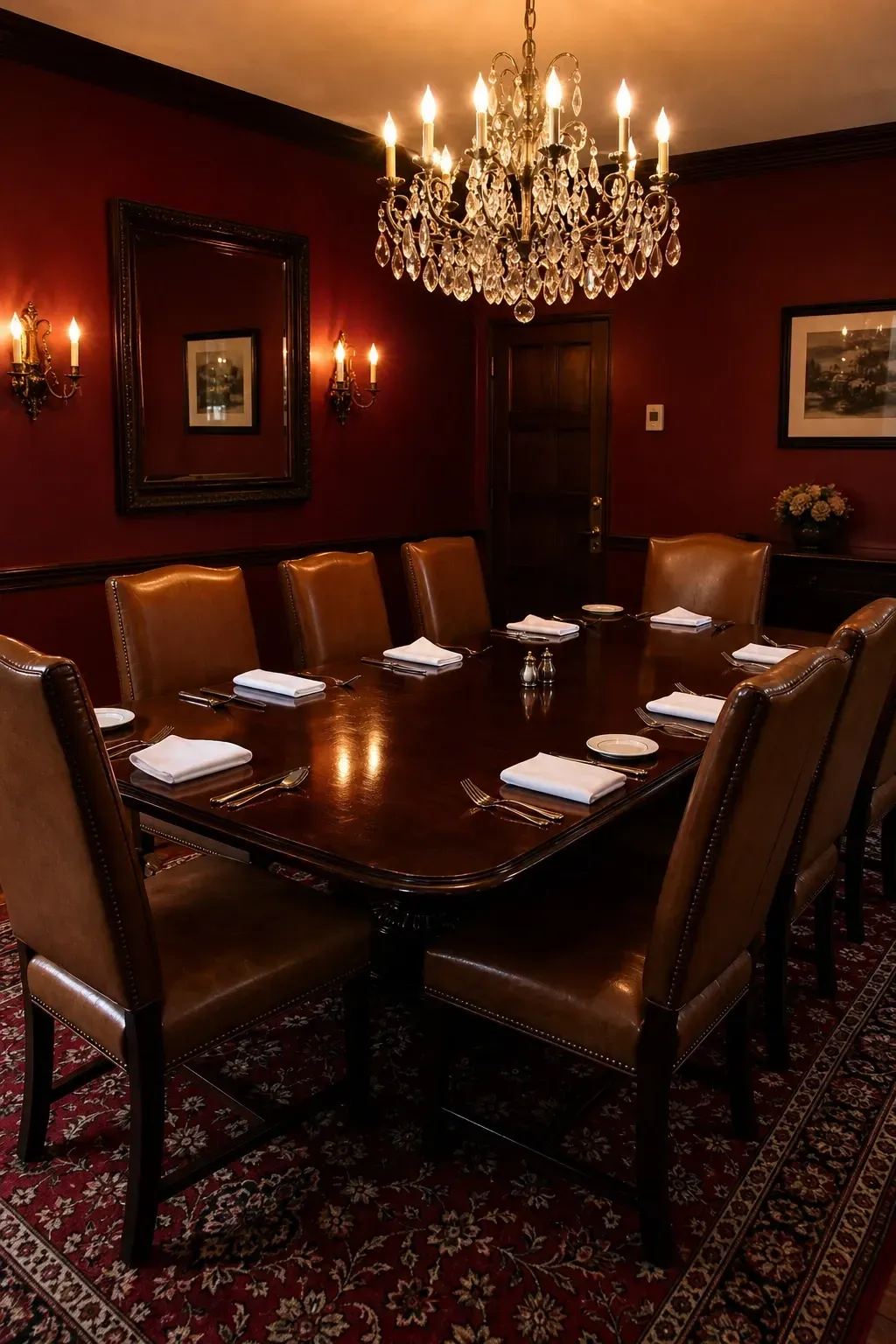 rich burgundy or deep cranberry in a dining room