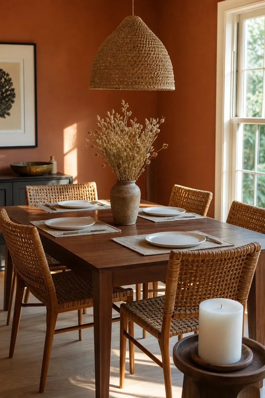 warm terracotta in a dining room