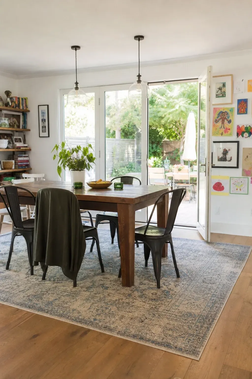 indoor-outdoor polypropylene rug in a dining room