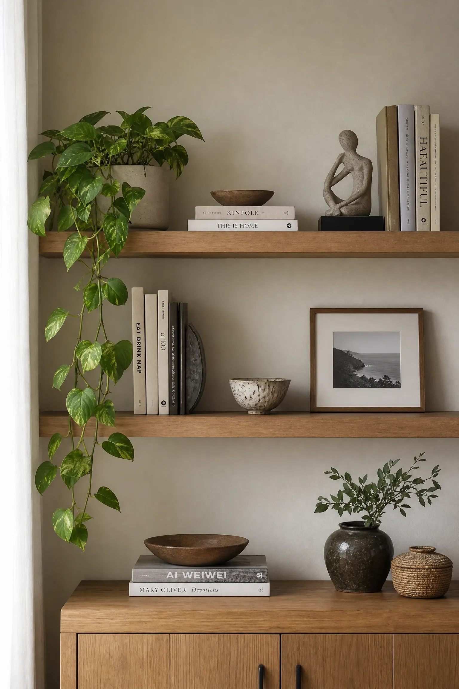 style shelves with restraint and intention
