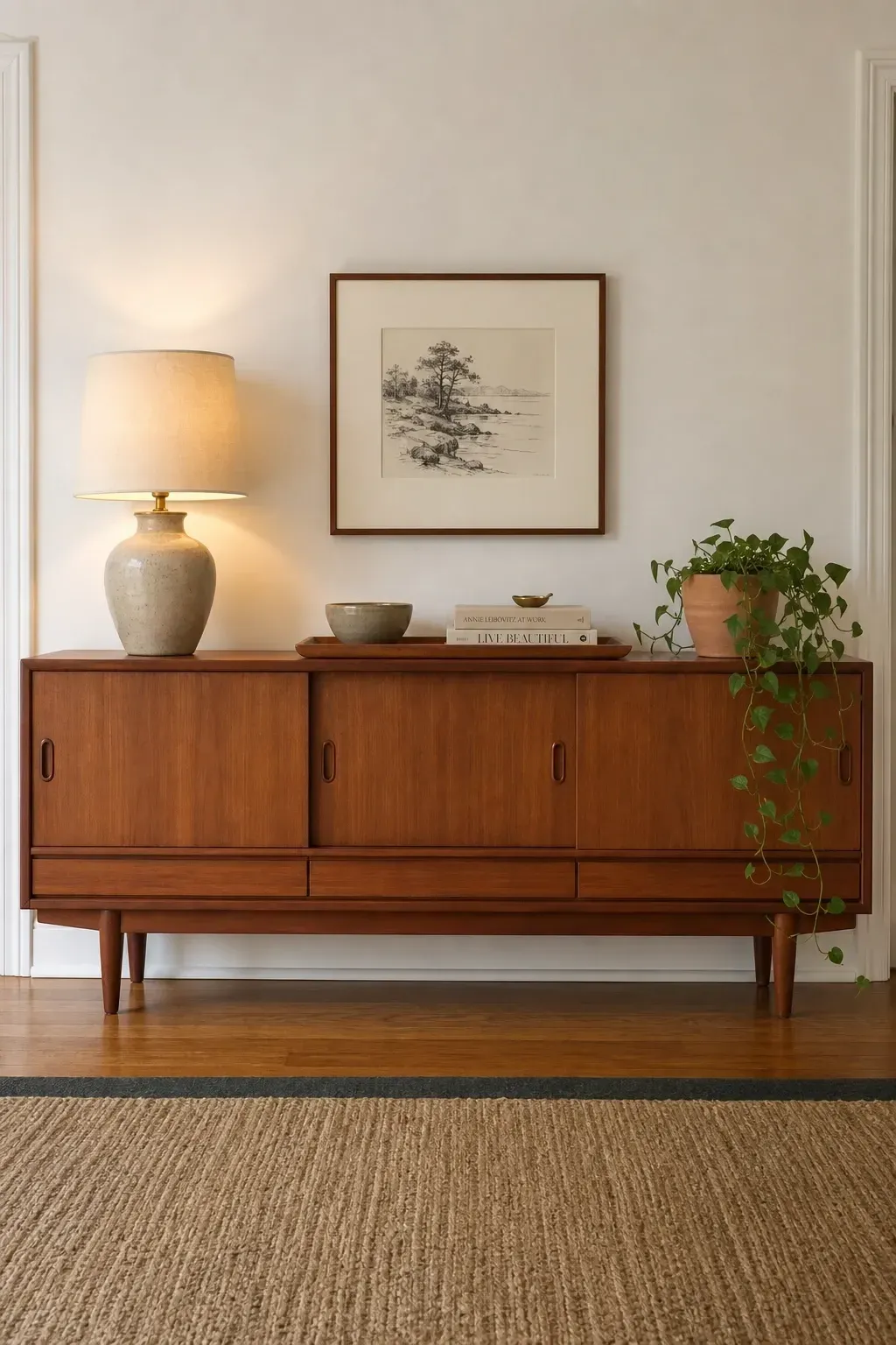 the classic low-profile sideboard in a dining room