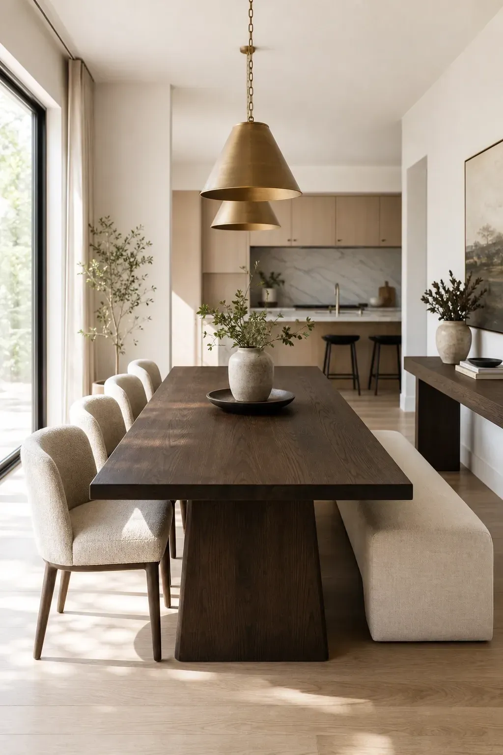 the long rectangular table for open plan spaces in a dining room