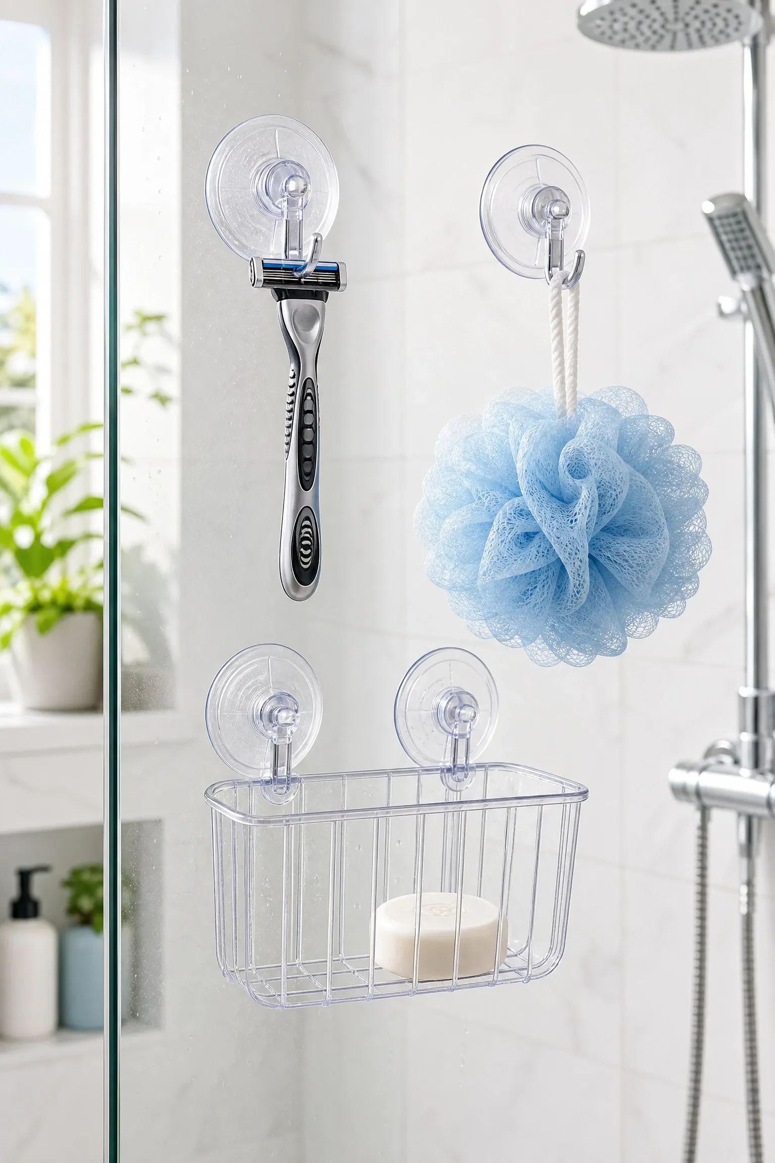 suction cup hooks and baskets