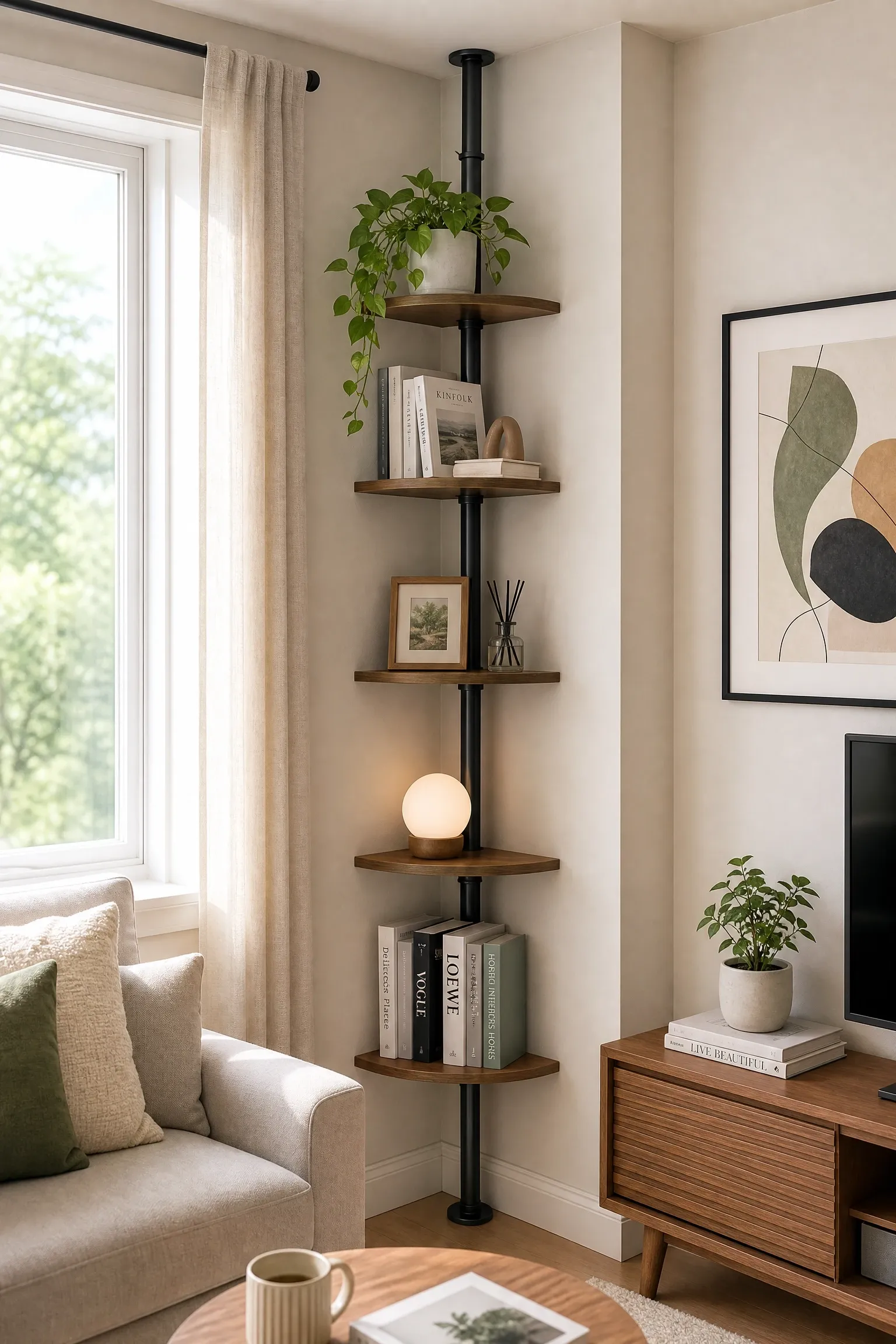 tension pole shelf
