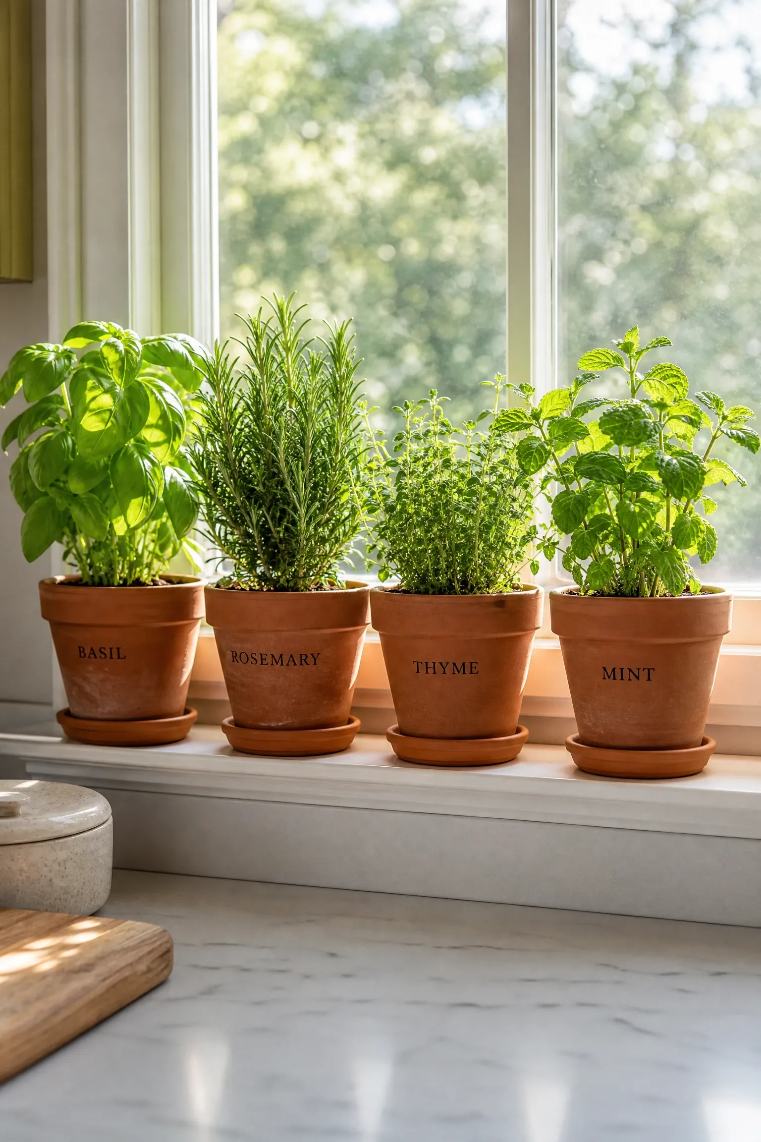 add a windowsill herb garden to your kitchen
