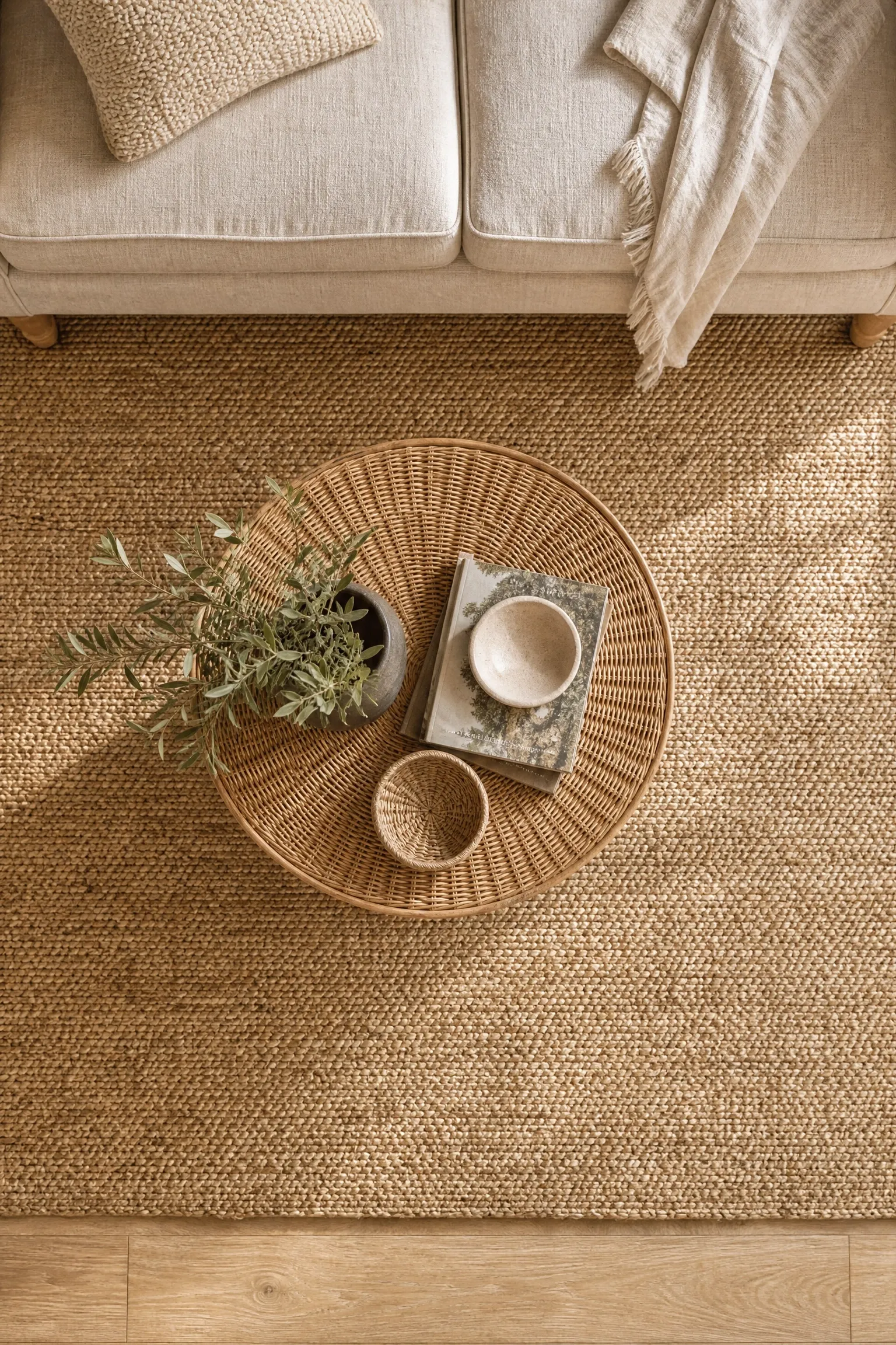layer a natural fibre rug over your existing floor