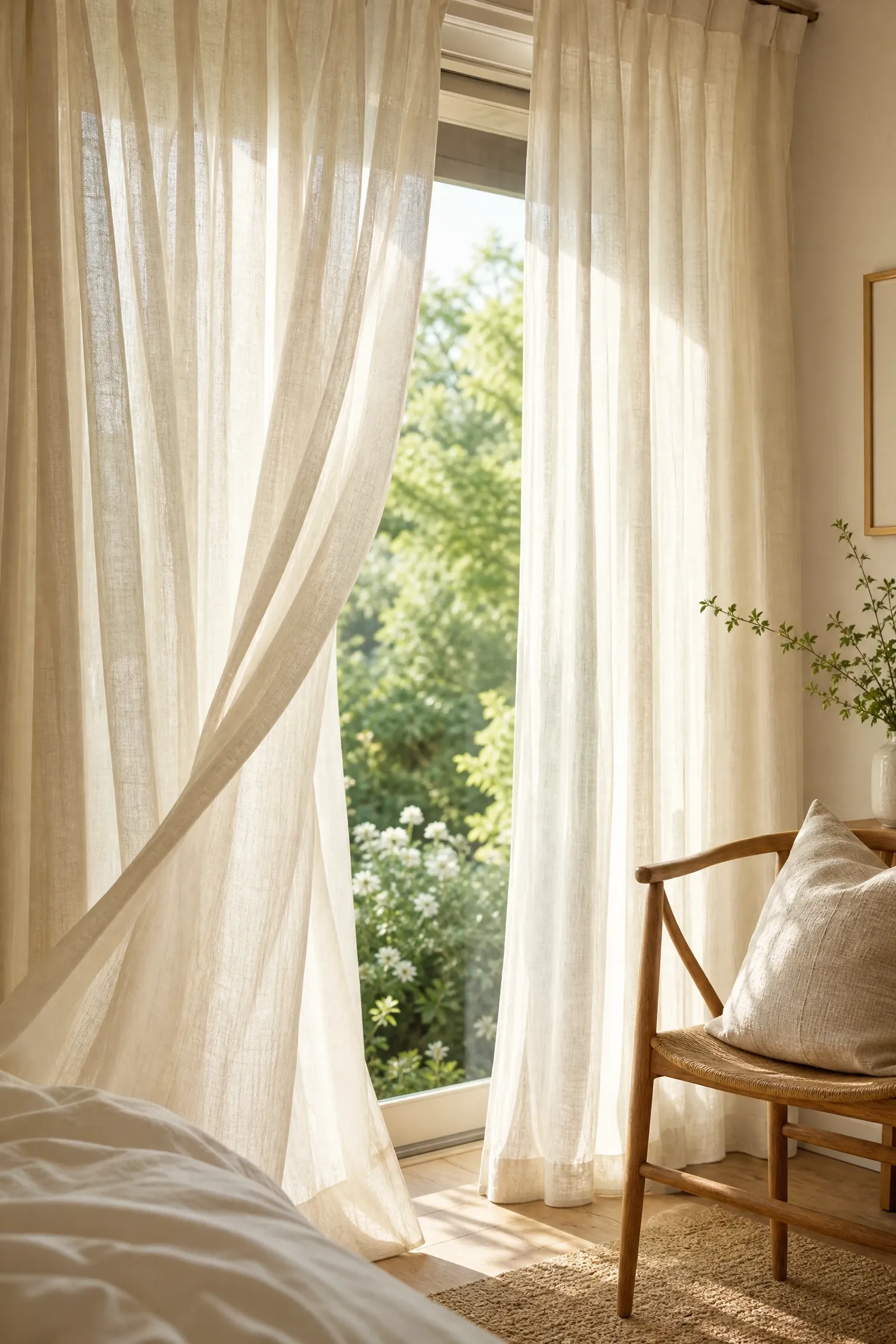 layer sheer curtains for diffused summer light