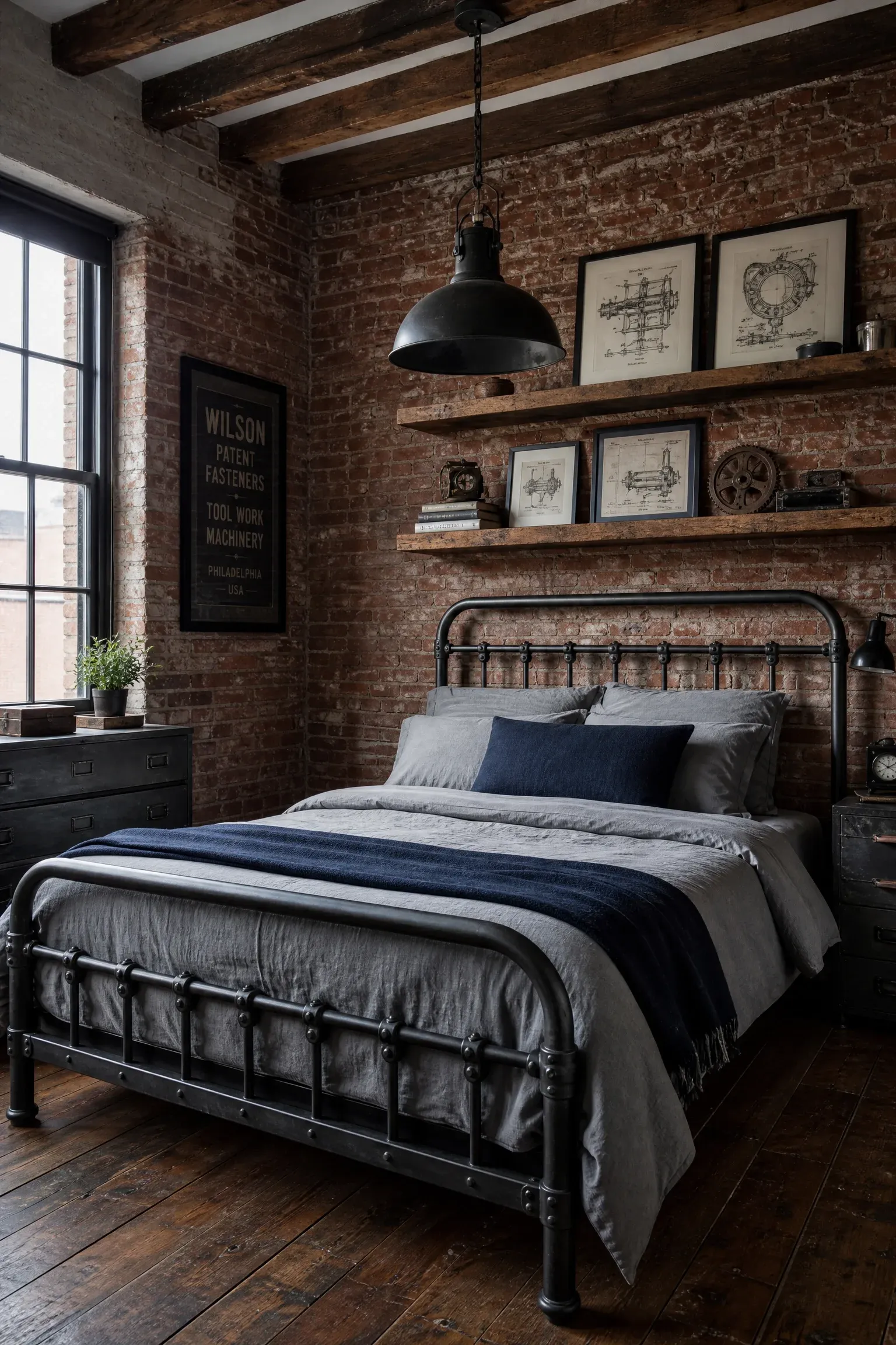 industrial vintage bedroom