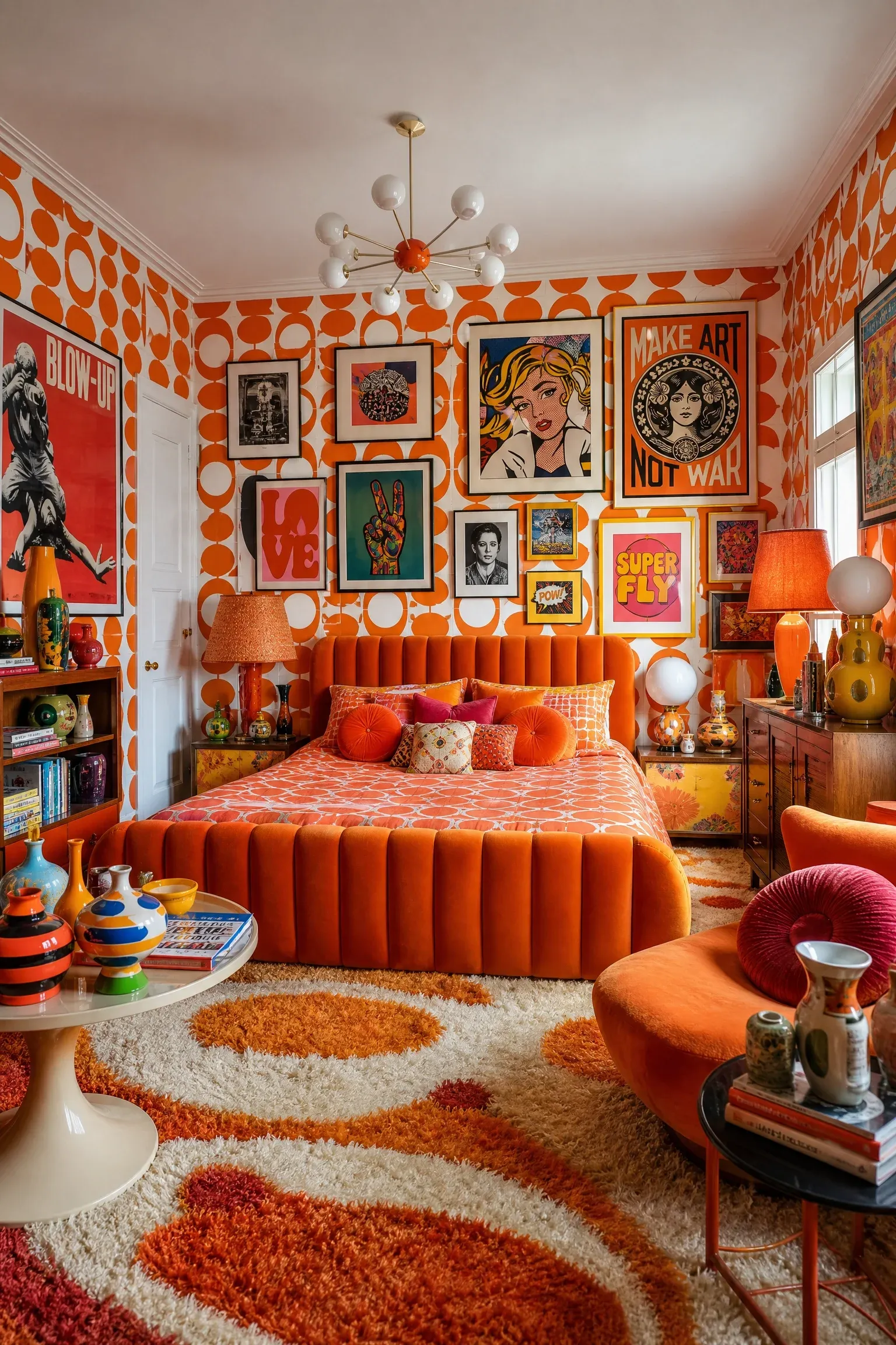 retro maximalist vintage bedroom