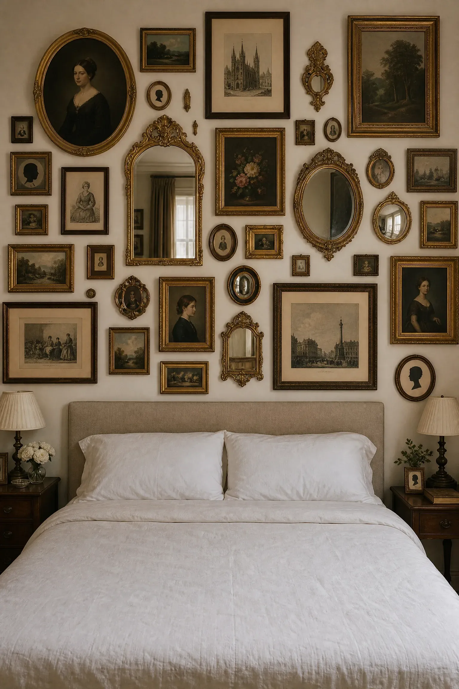 vintage gallery wall bedroom