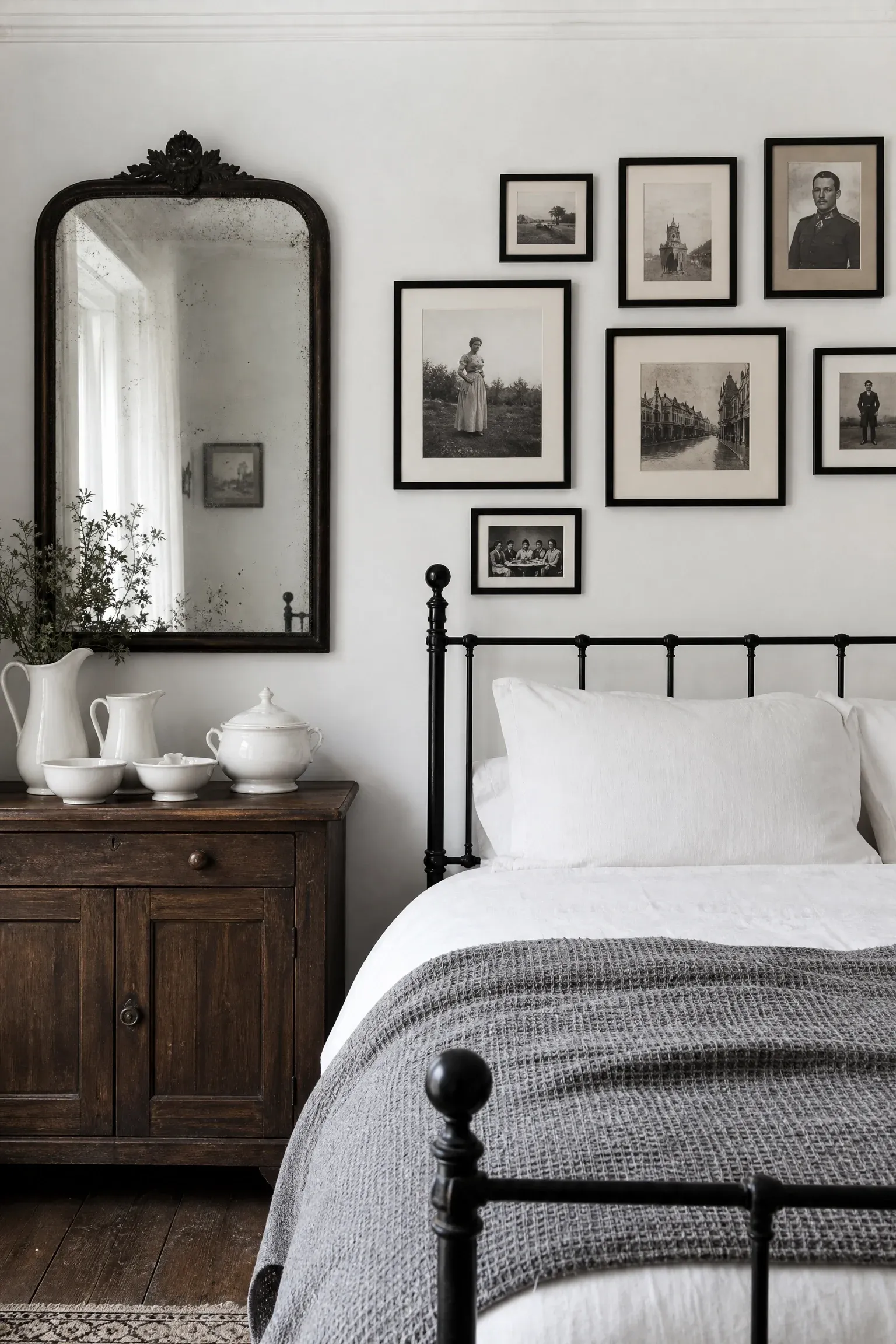 vintage monochrome bedroom