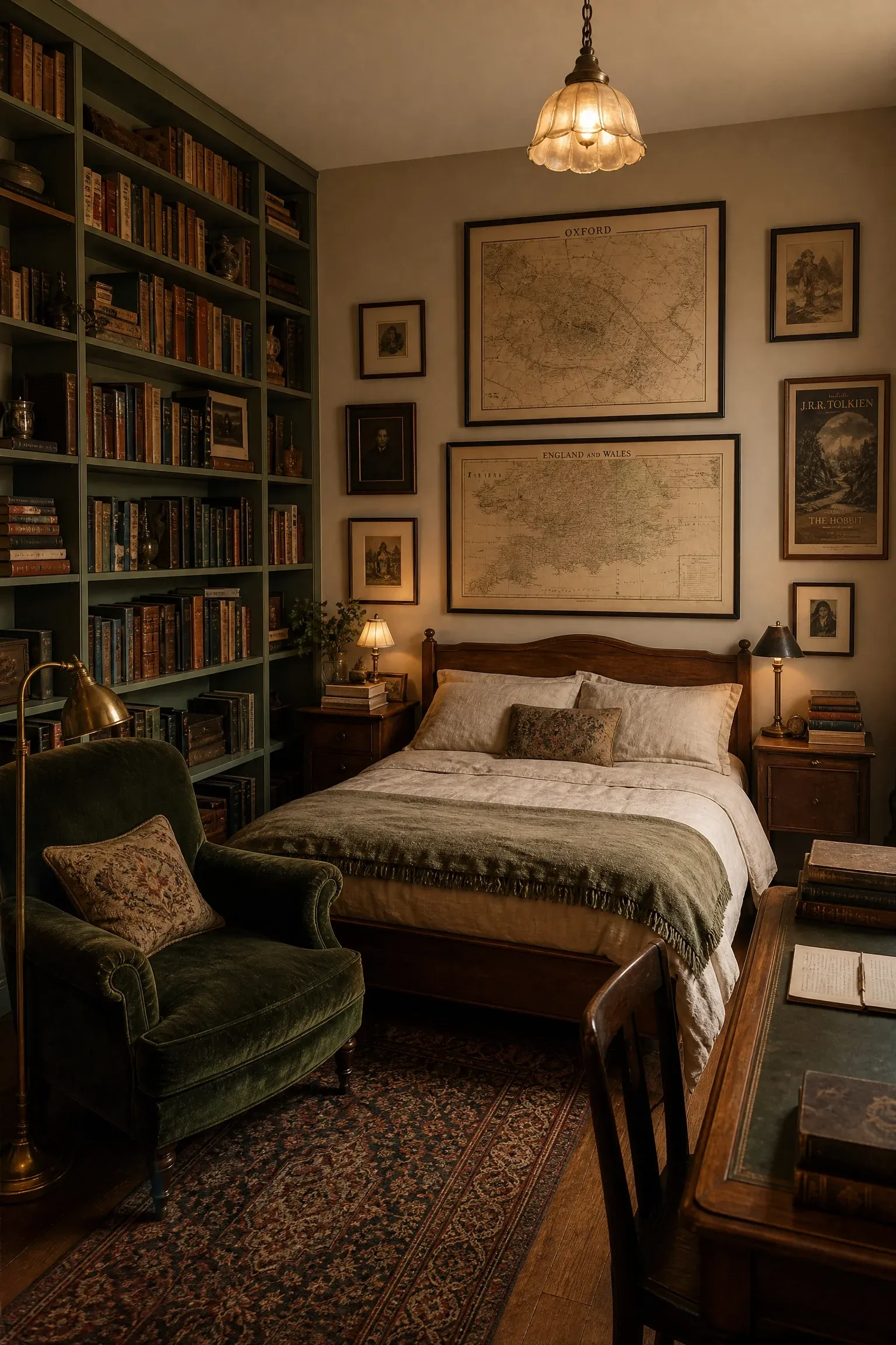 vintage reader's retreat bedroom