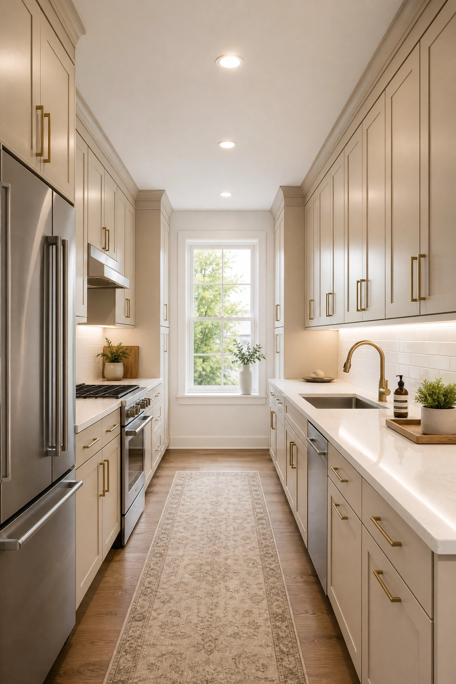 accessible beige in a galley kitchen