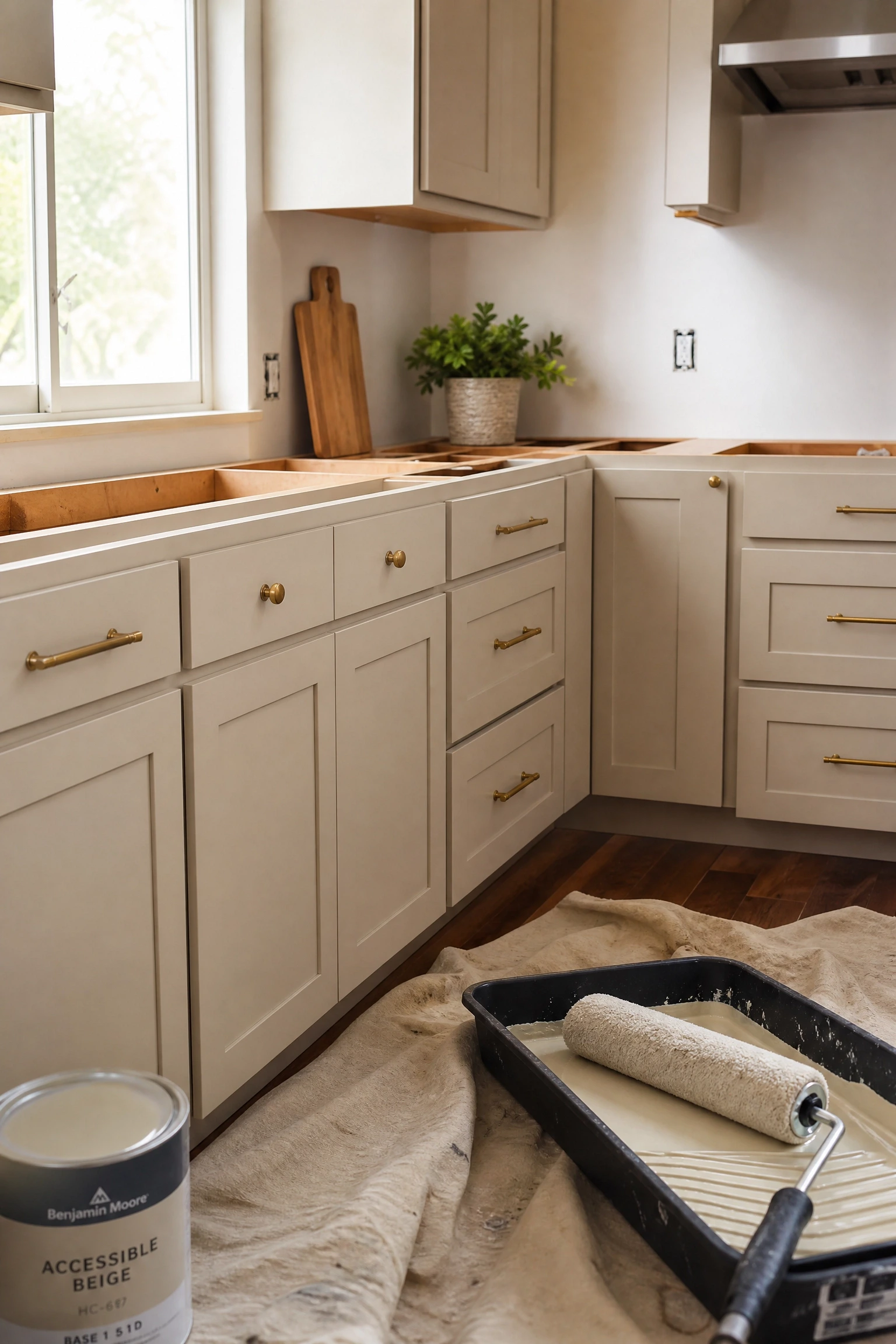 budget refresh: painting existing cabinets in a kitchen