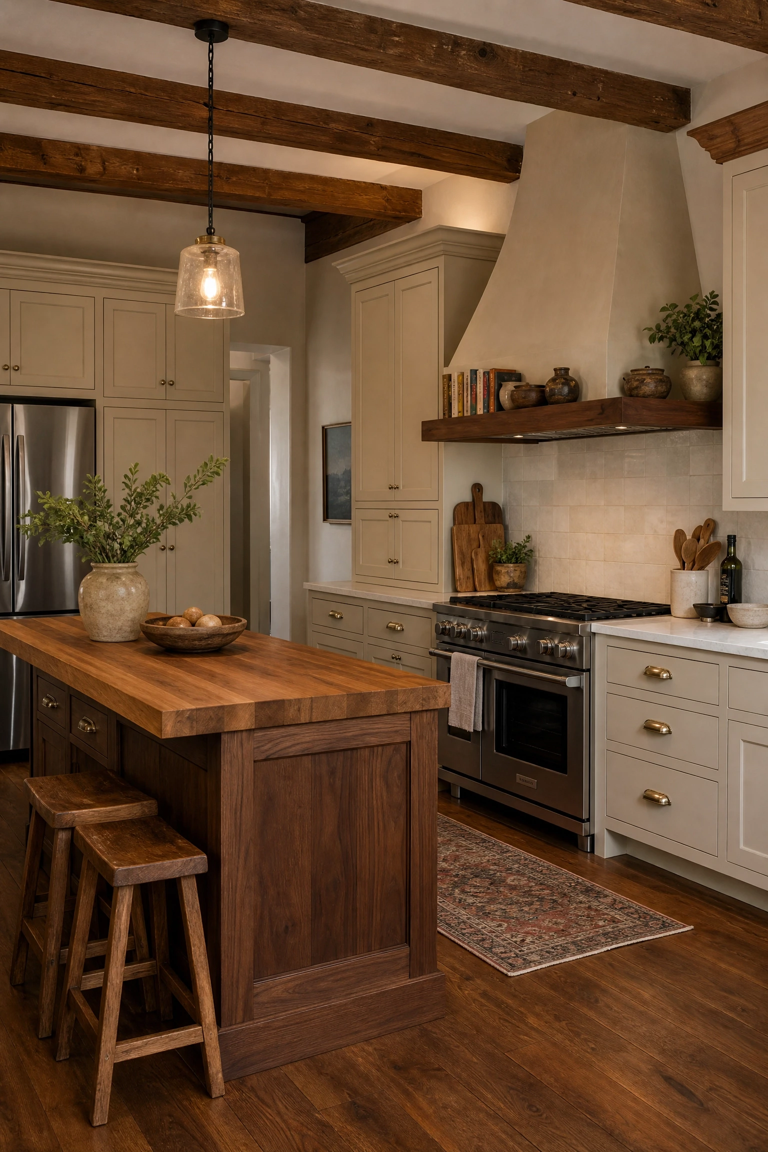 warm wood accents in a kitchen