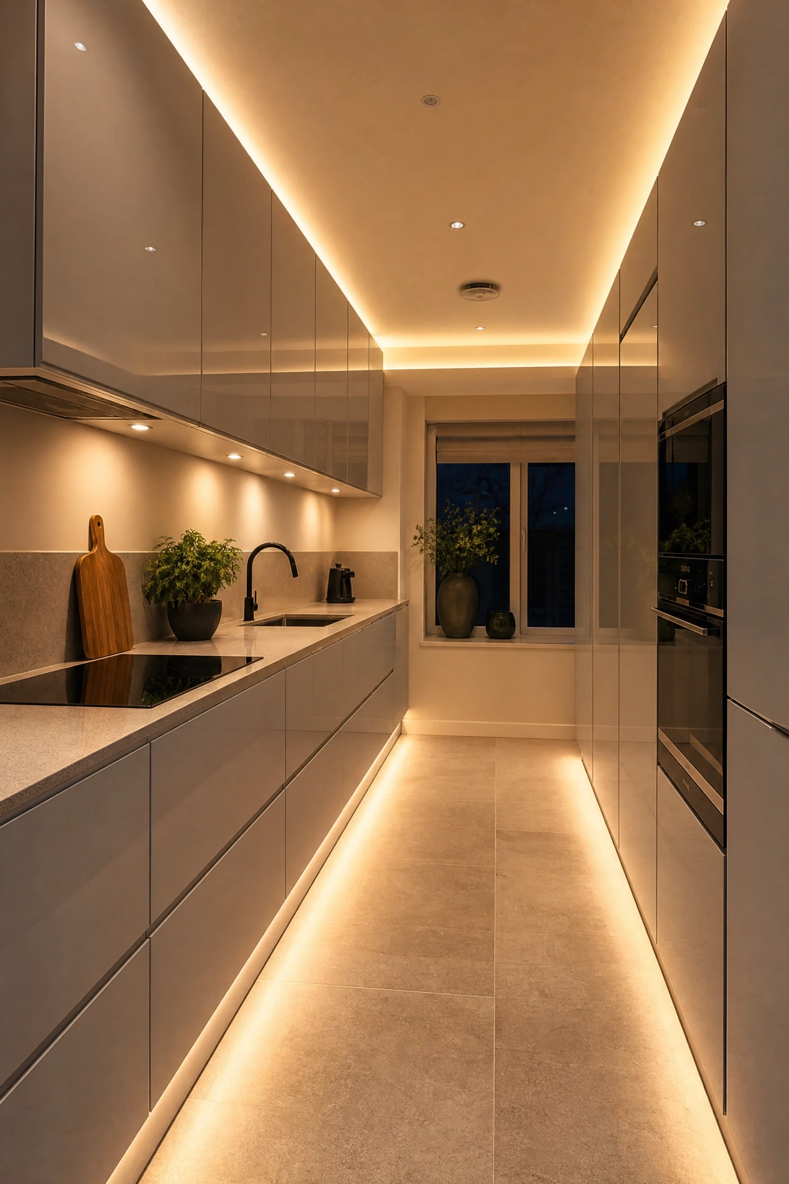 acrylic cabinets with integrated led lighting in a kitchen