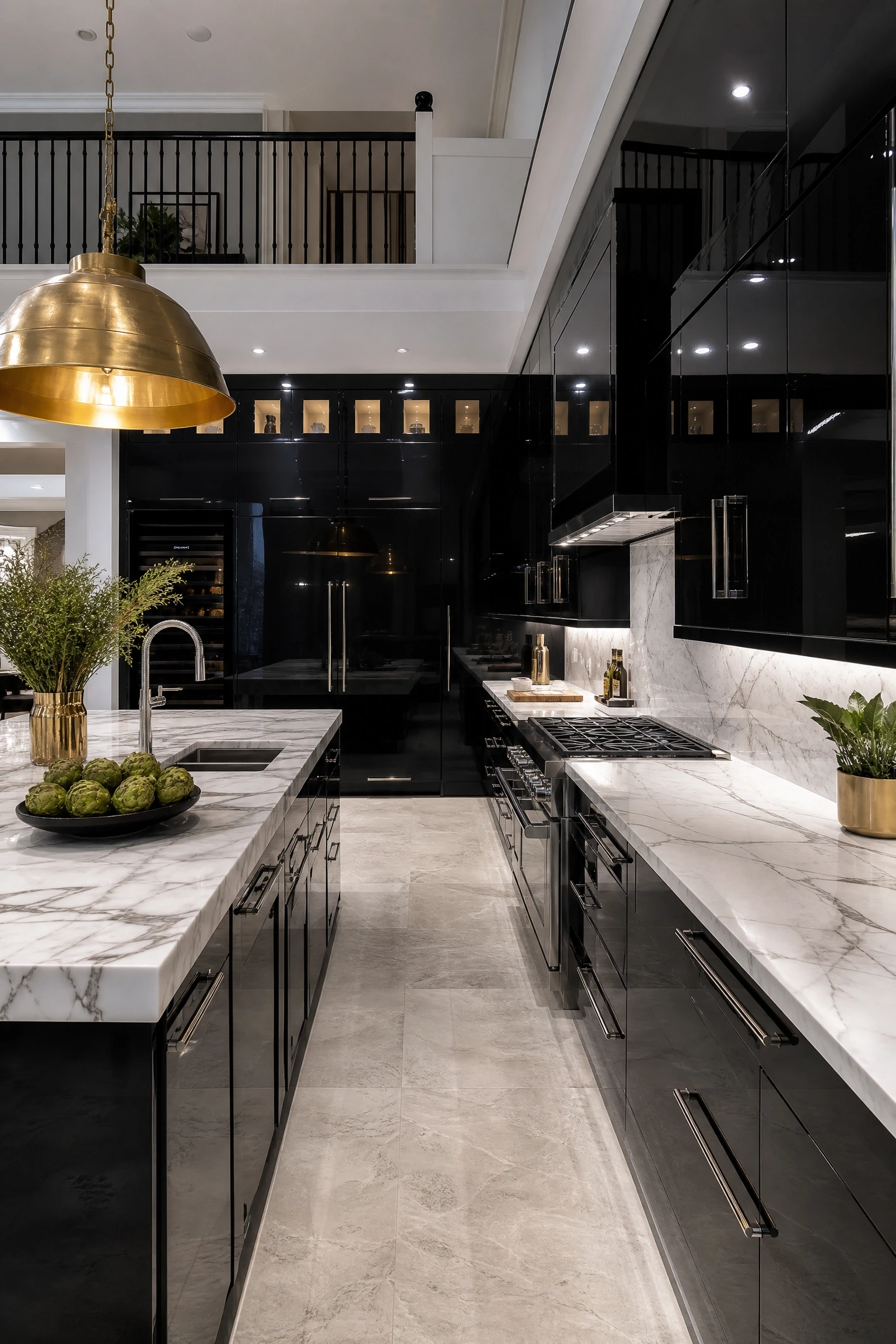 black gloss acrylic for a bold, high-drama kitchen