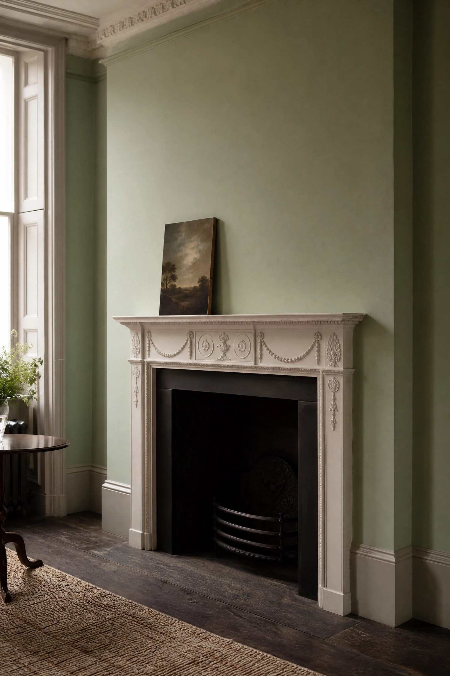 adam-style plaster motif mantel