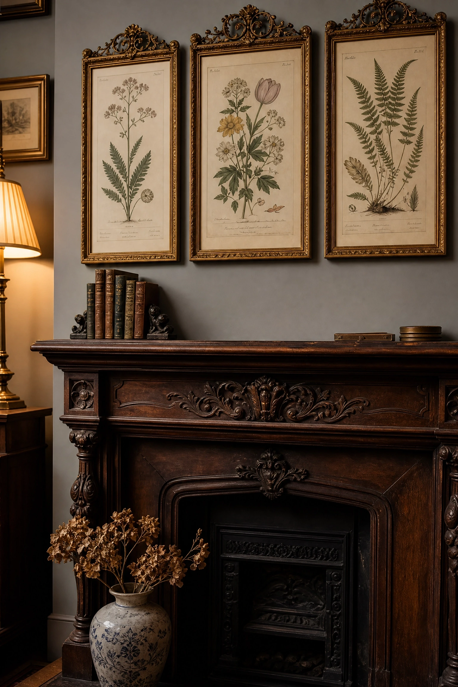 botanical prints in gilt frames