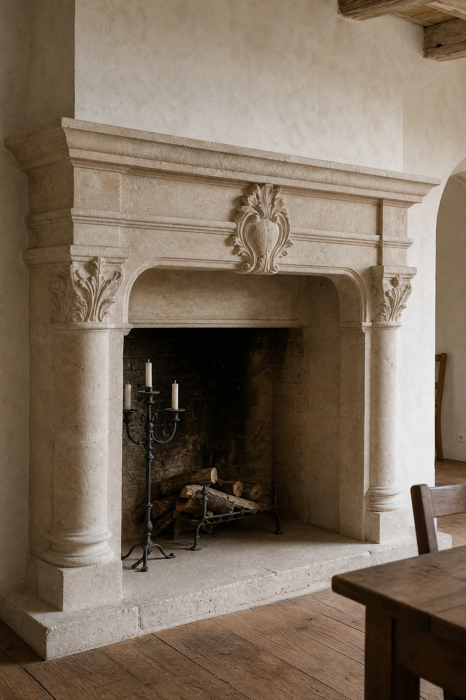 carved limestone french country surround