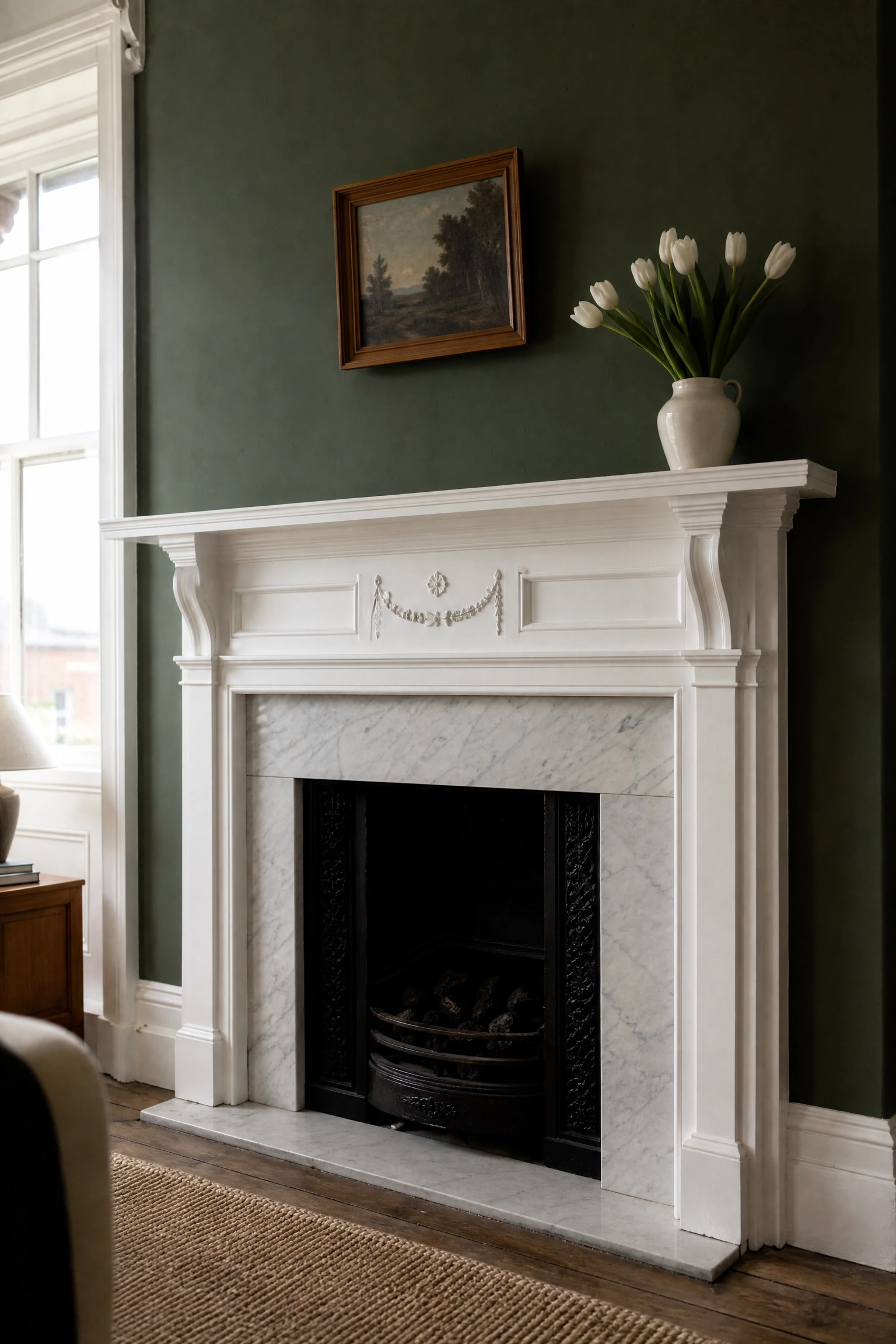 marble-inset edwardian mantel