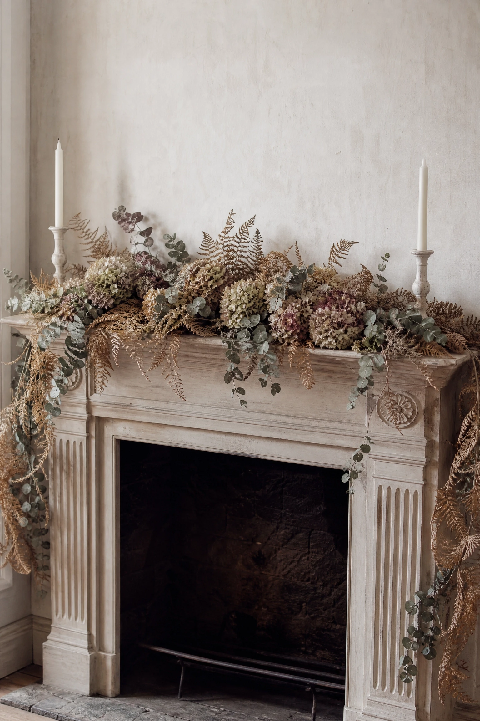 seasonal garland with dried botanicals