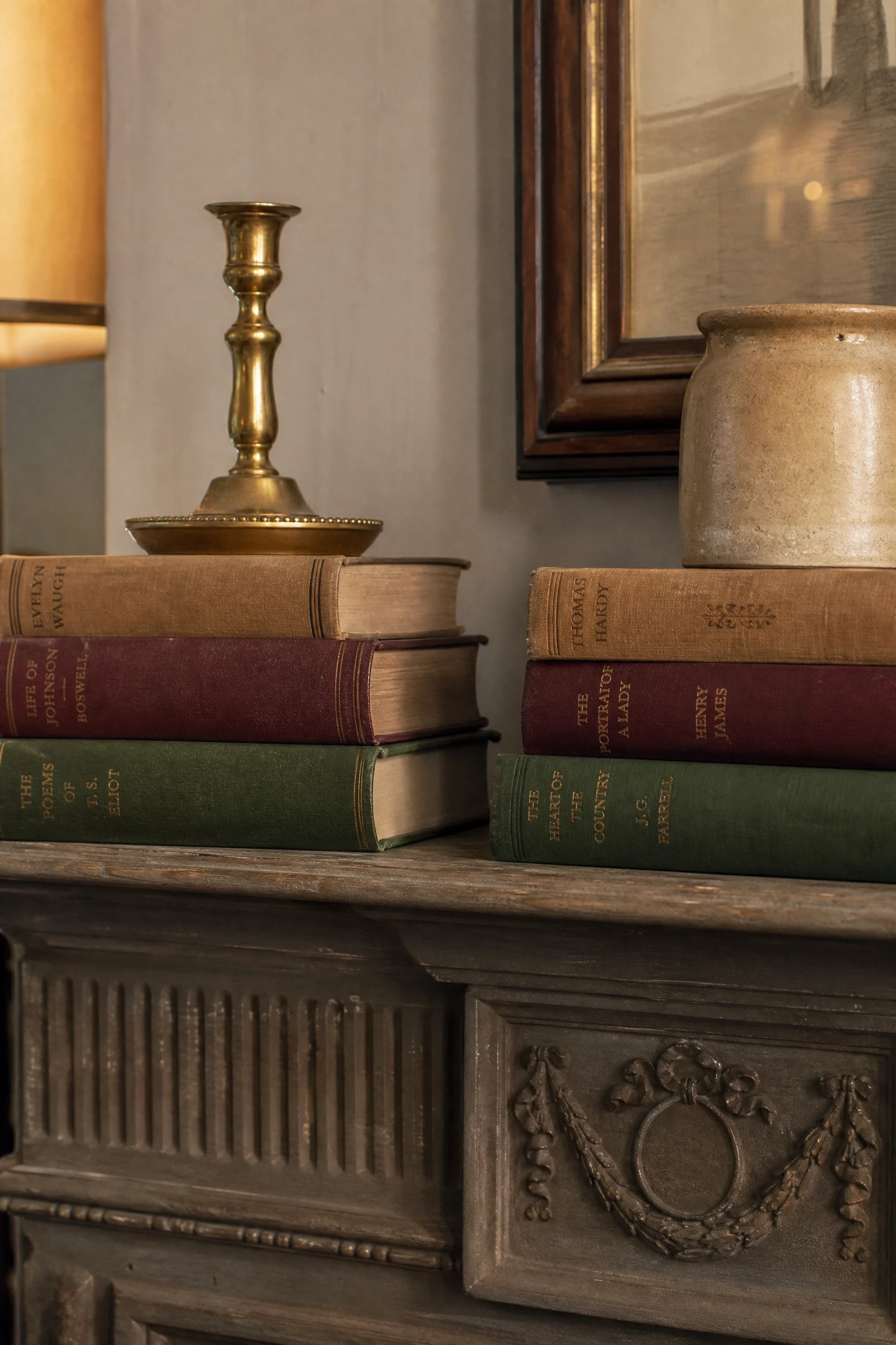 stacked vintage books as base layer