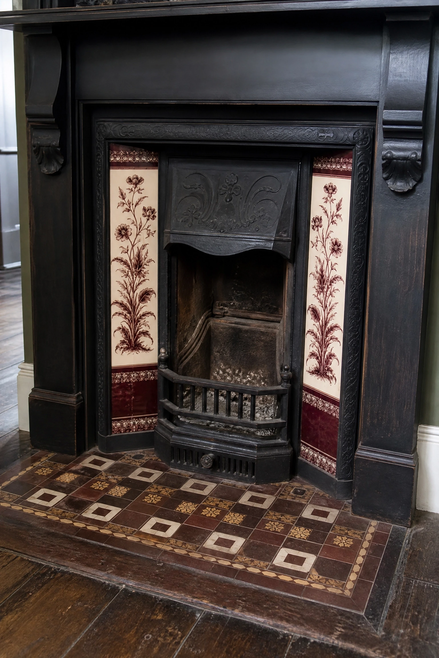 tile-fronted victorian hearth