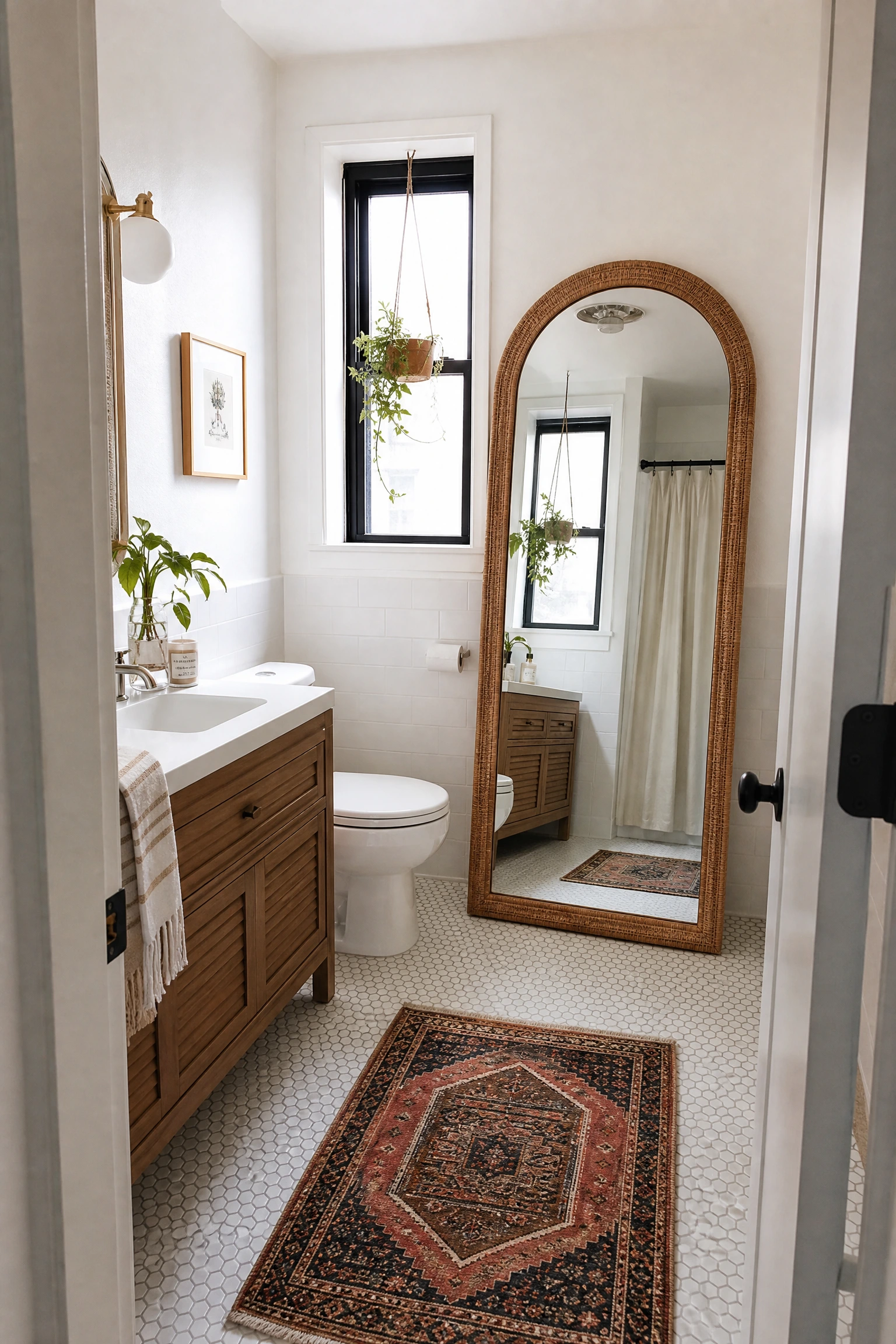 add a full-length mirror in a bathroom