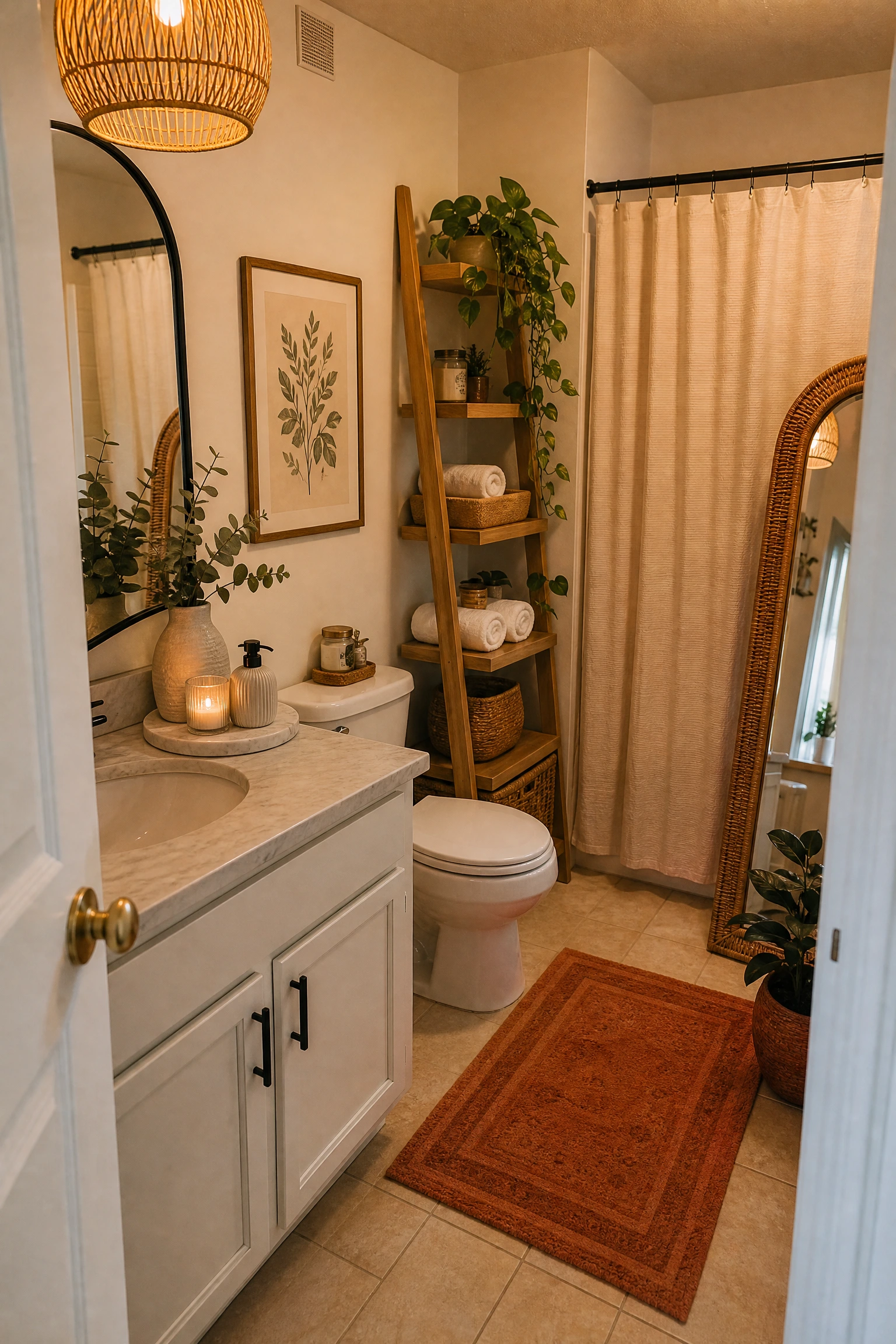 define the style completely with one cohesive refresh in a bathroom