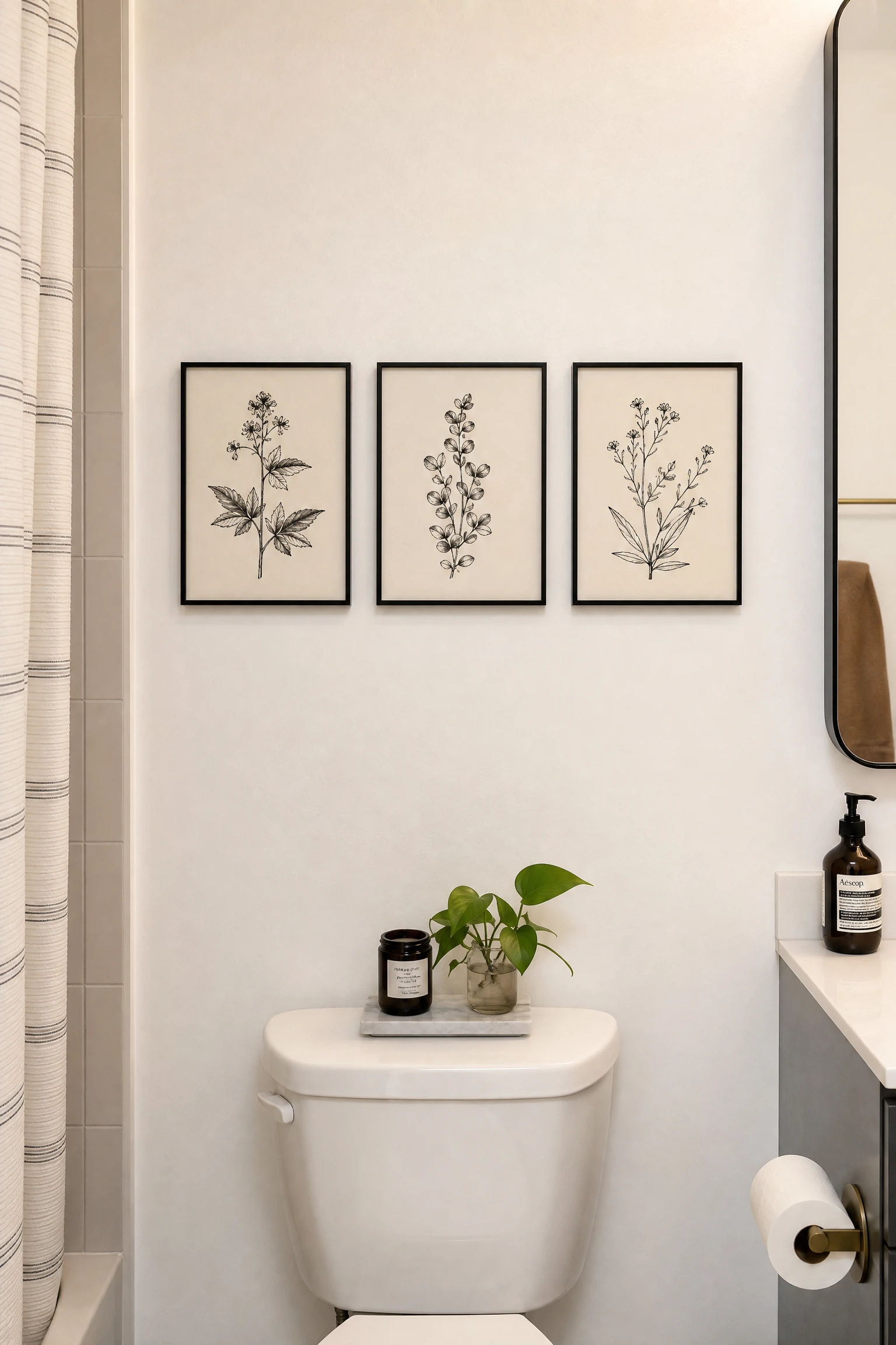 hang art or a framed print in a bathroom