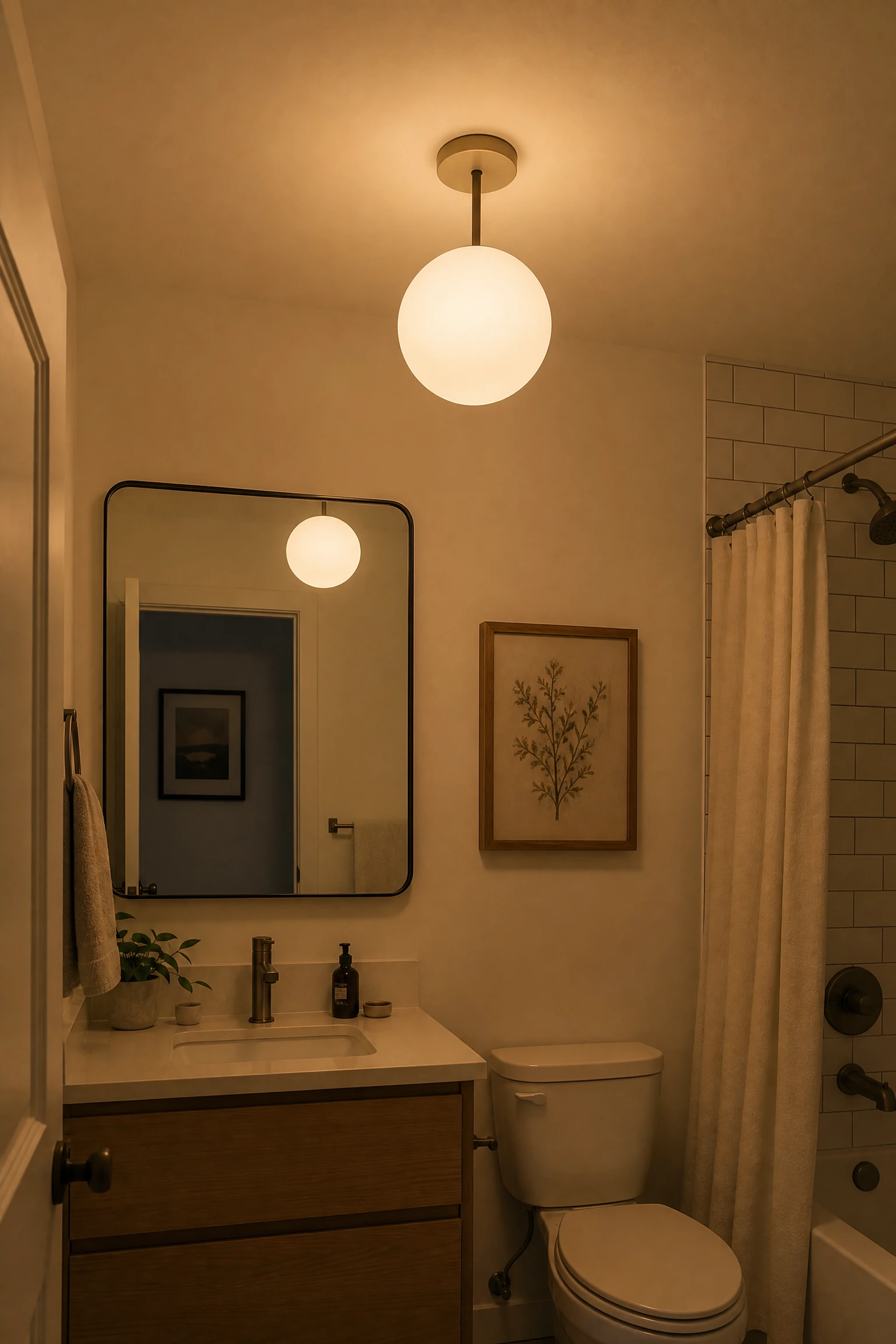 swap the light fixture in a bathroom