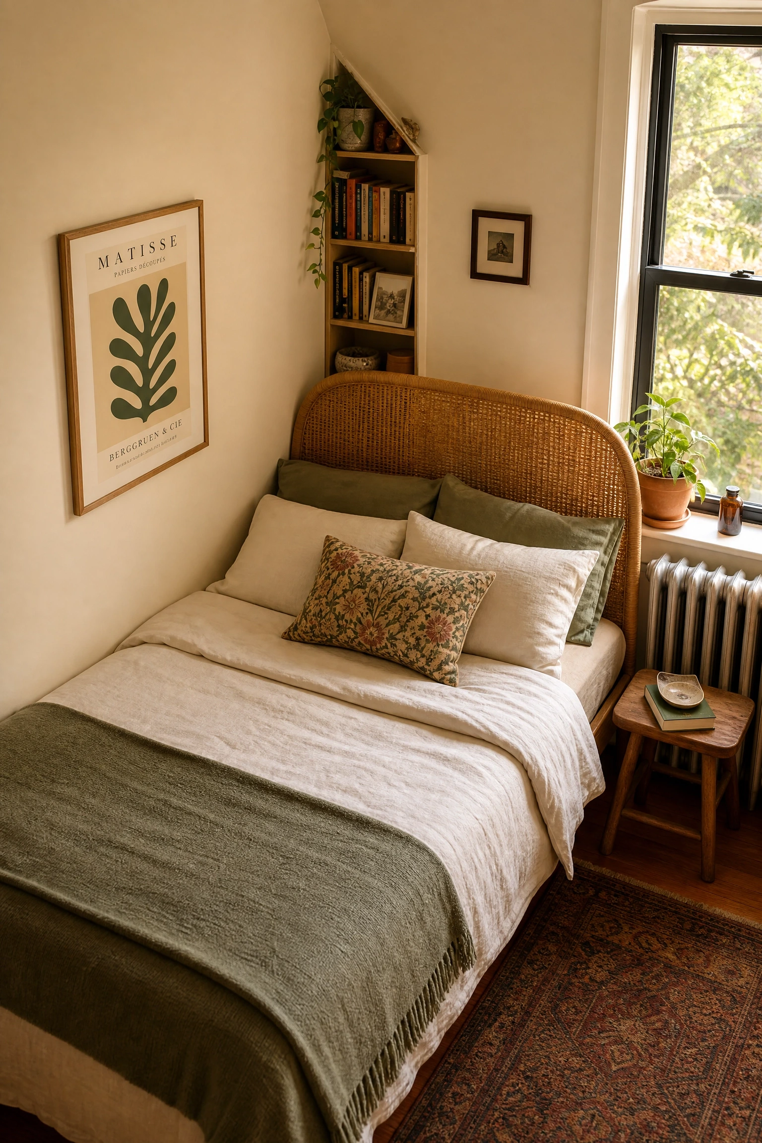 angle the bed into a corner in a bedroom